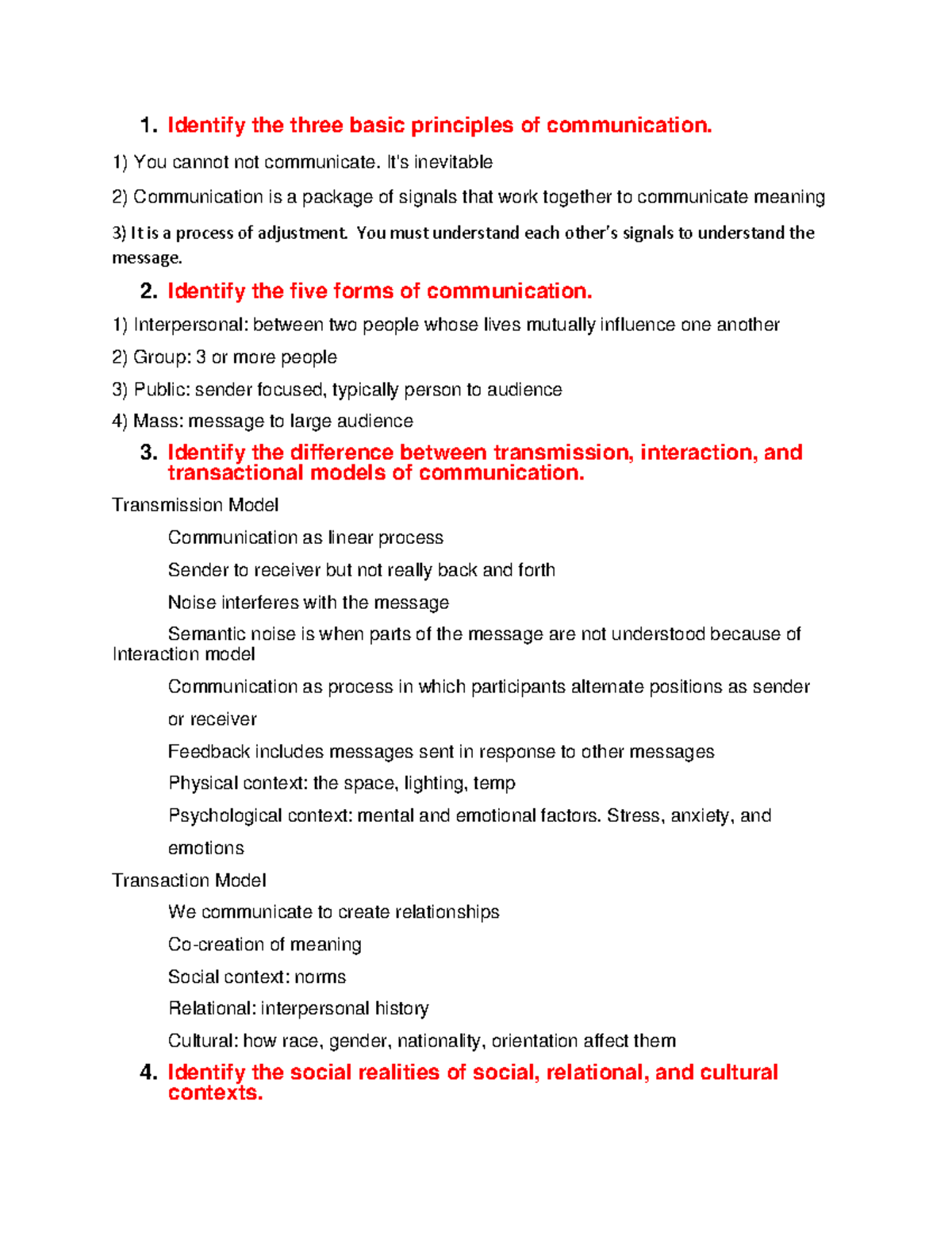 COM 101: Final Study Guide on Principles and Models of Communication ...