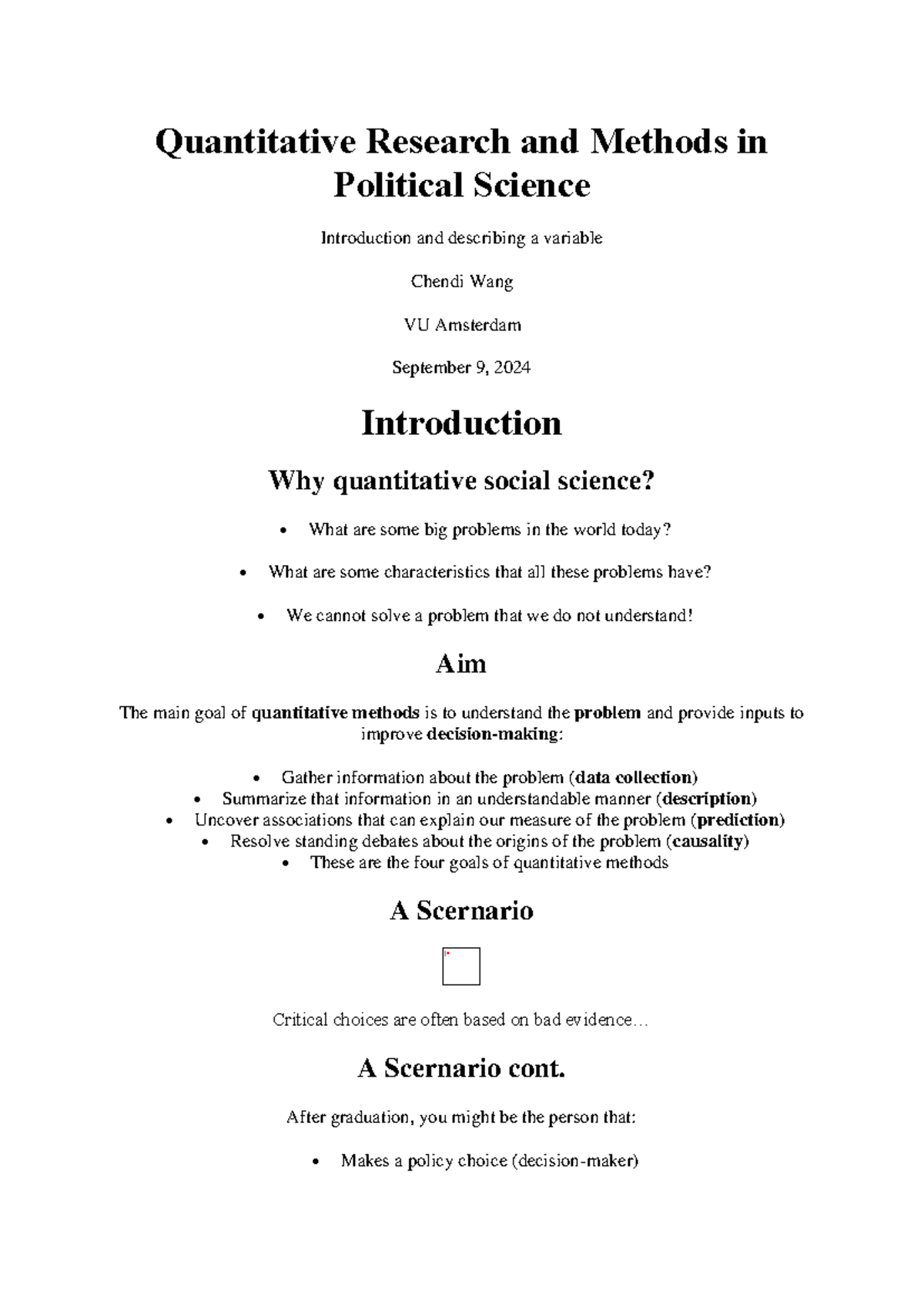 Week 1 QM Lecture Notes - Introduction to Quantitative Methods ...