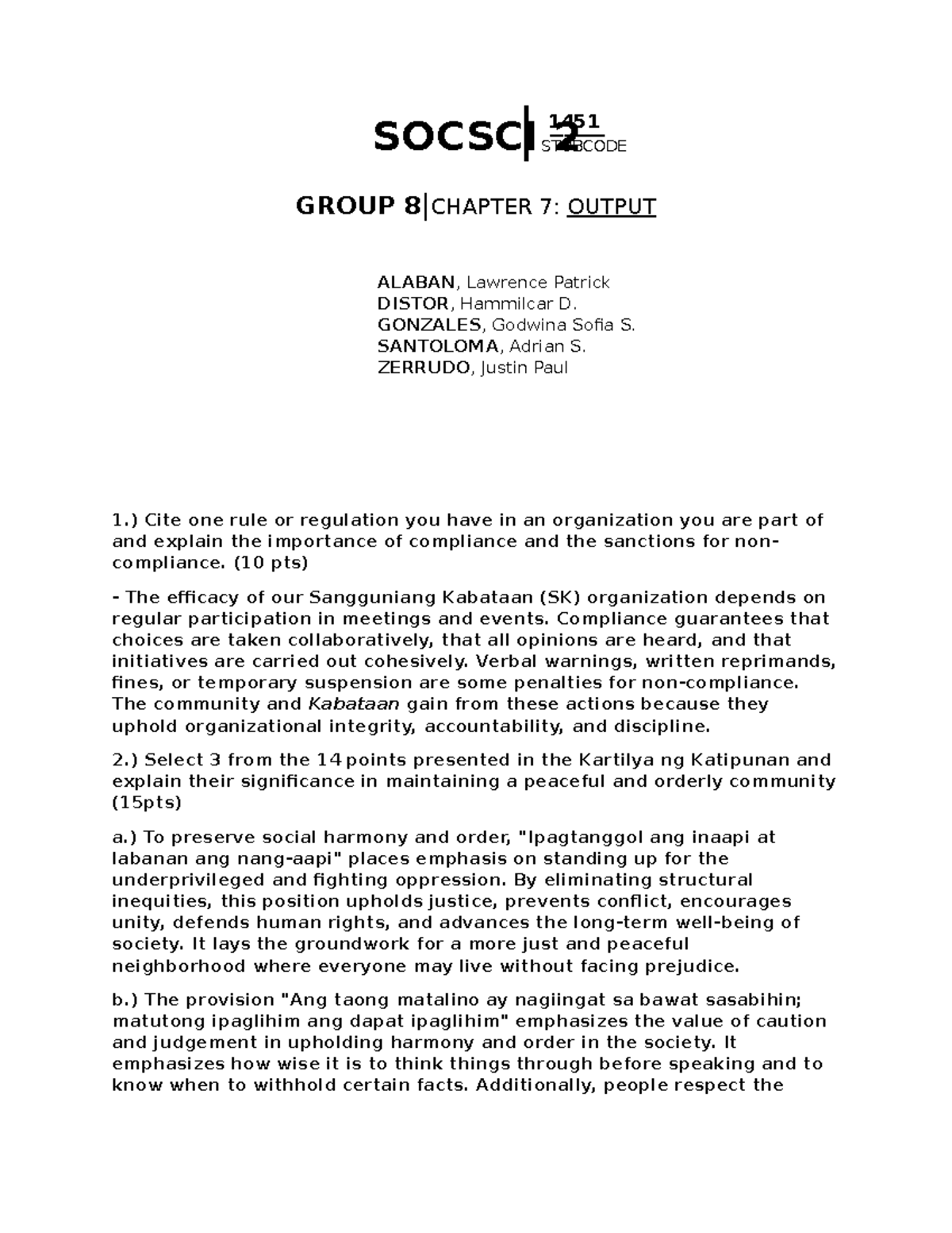 Module-7 - noen - ____ STUBCODE 1451 SOCSCI 2 GROUP 8|CHAPTER 7: OUTPUT ...