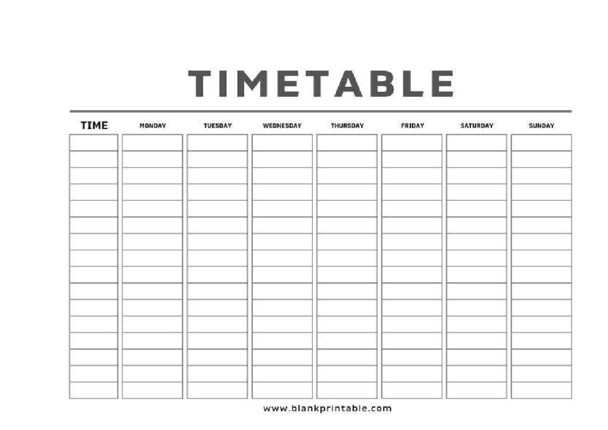 Timetable - Time Table - TIMETABLE TIME MONDAY TUESDAY WEDNESDAY ...