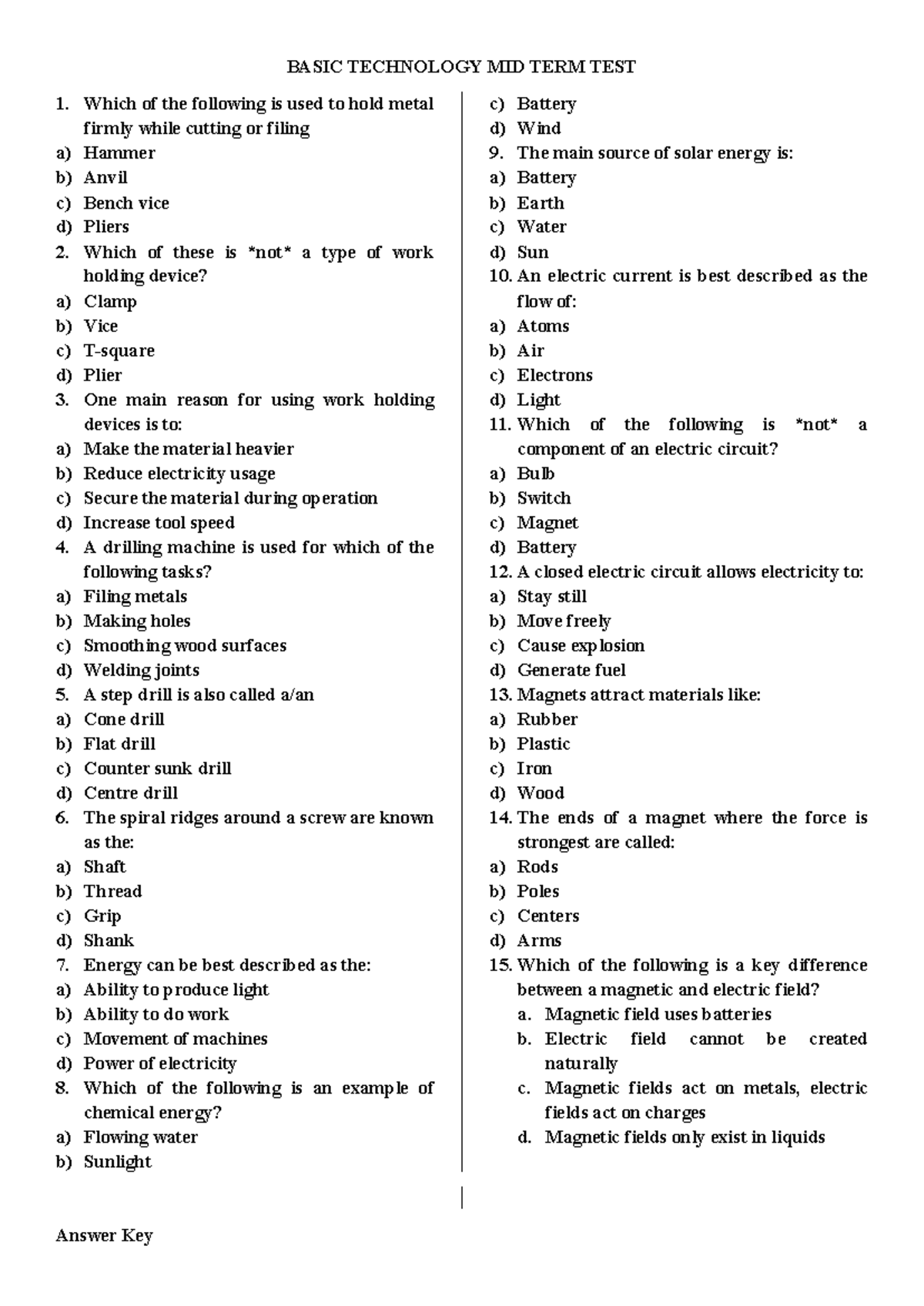 BASIC TECHNOLOGY JSS1 3RD TERM MIDTERM TEST QUESTIONS - Studocu