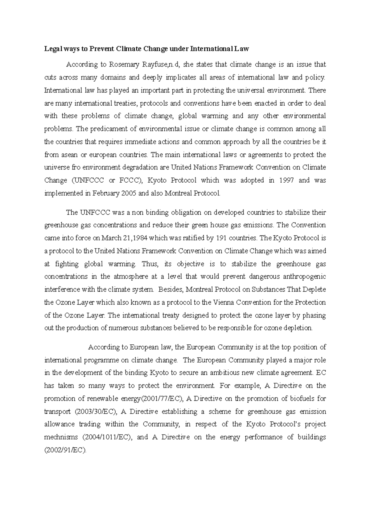 Legal Strategies for Combating Climate Change in Int'l Law - Studocu