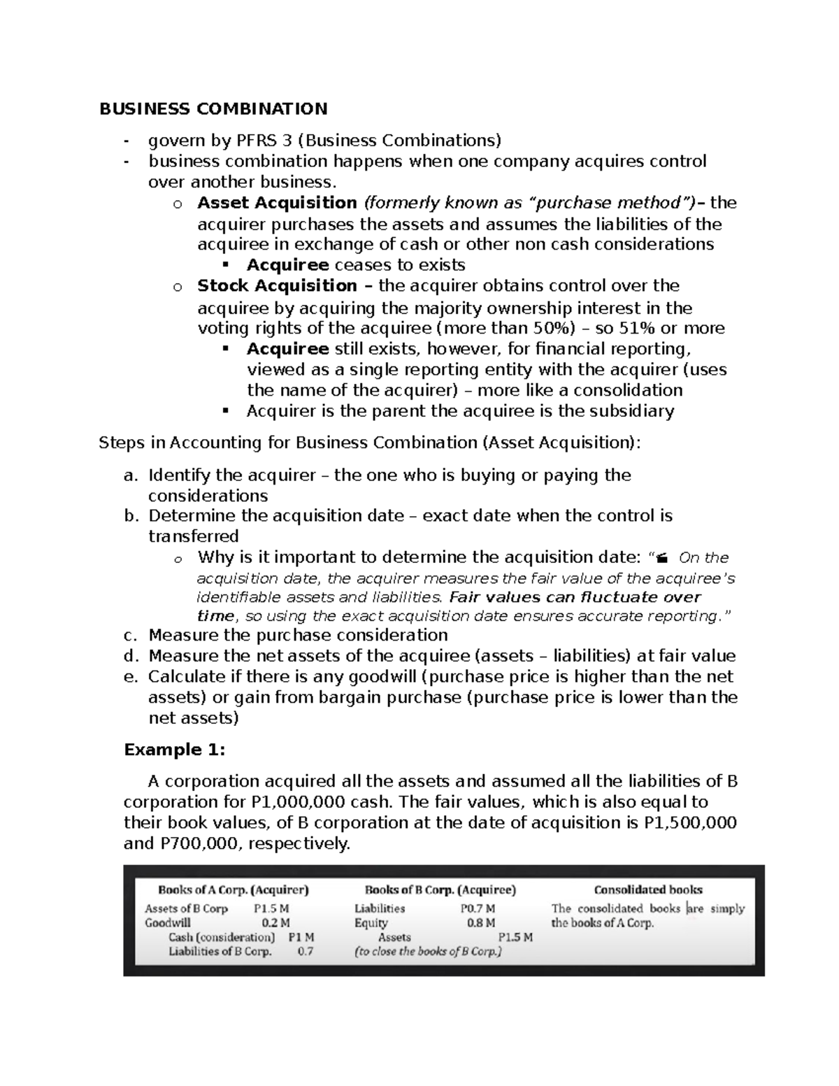 Discussion Notes - BUSCOM: Overview of Business Combinations and ...