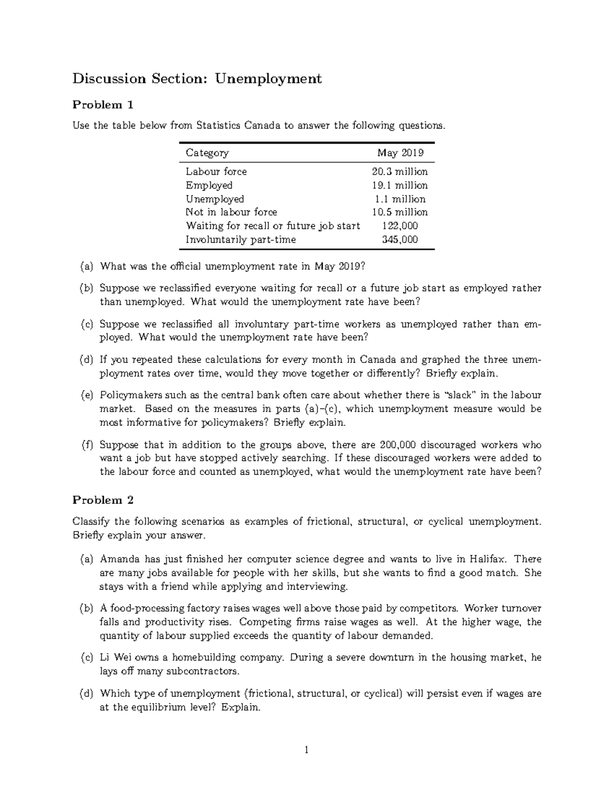 ECON 102 - Discussion Section: Analyzing Unemployment Rates and Types ...