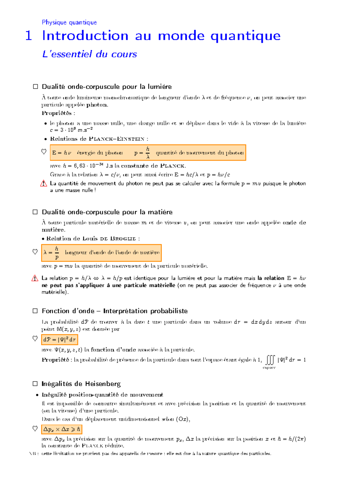 Introduction à la physique quantique (PHYS 101) - Essentiel et Concepts ...