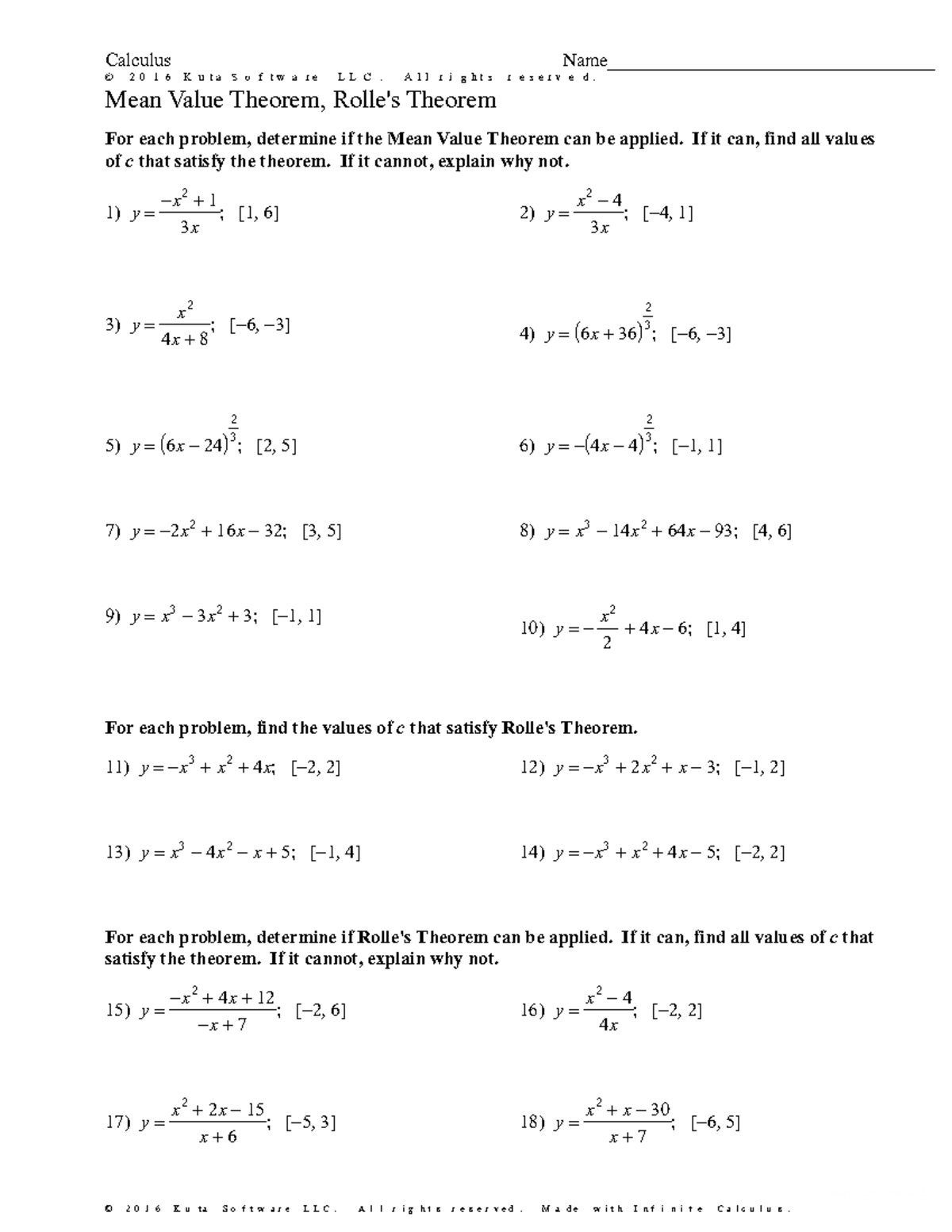 6mean value theorem rolles theorem - ©o R 2 n 0 P 1 A 6 x EKRuGtjaN HS ...