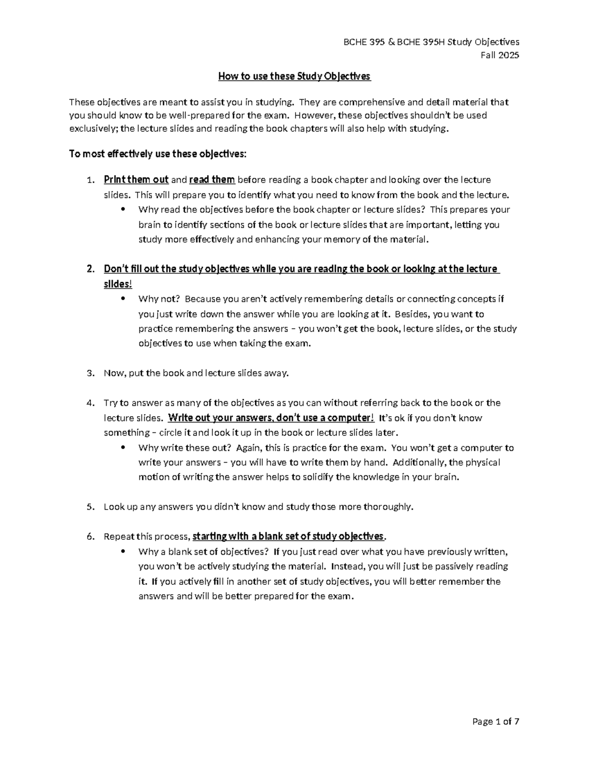 BCHE 395 & 395H Enzyme Kinetics and Catalysis Study Guide Fall 2025 ...