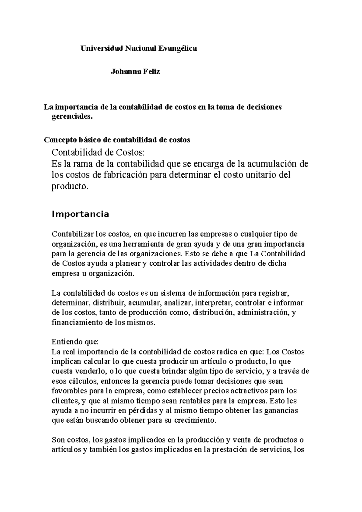 Exposición: La Importancia de la Contabilidad de Costos en la Gestión J ...