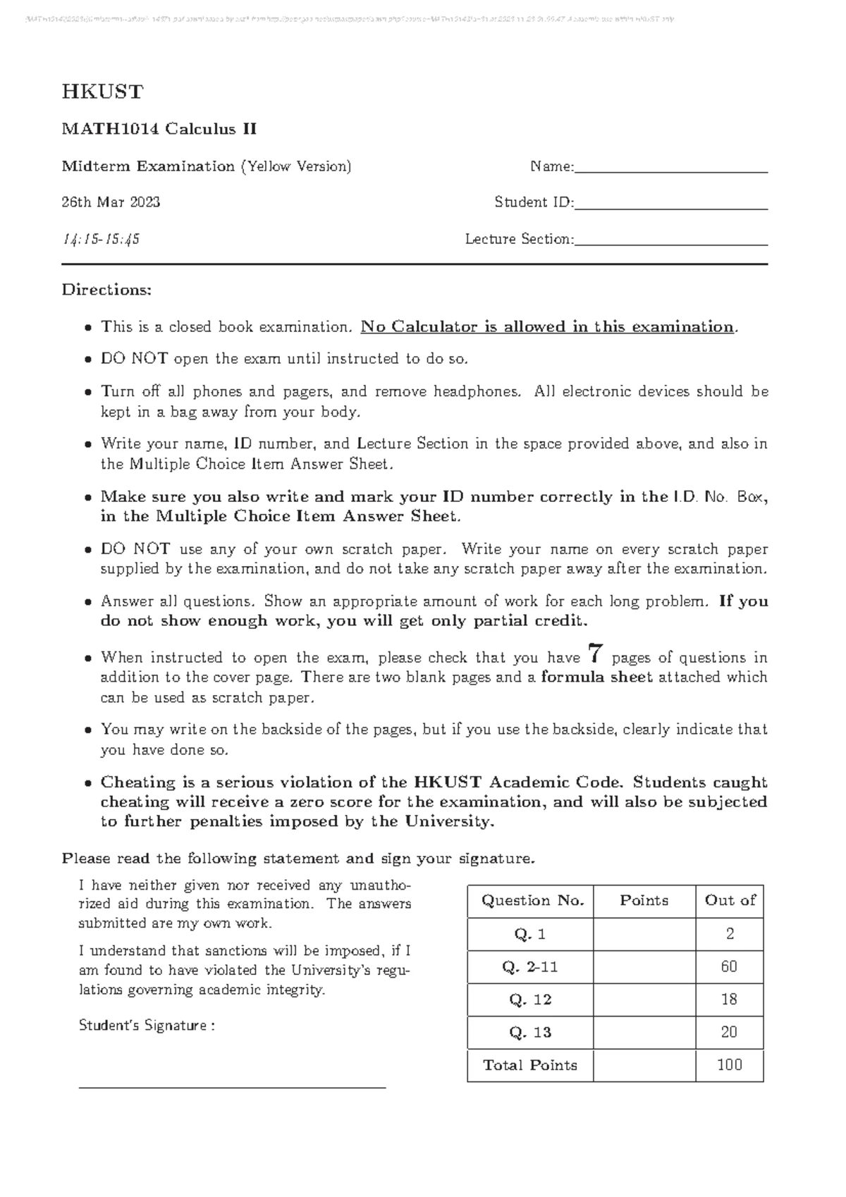 COMP2211 Midterm Exam Solutions - Spring 2023 - HKUST - Studocu