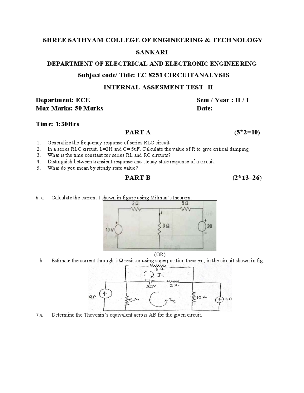 EC 8251 Circuit Analysis Internal Assessment II Notes - Studocu