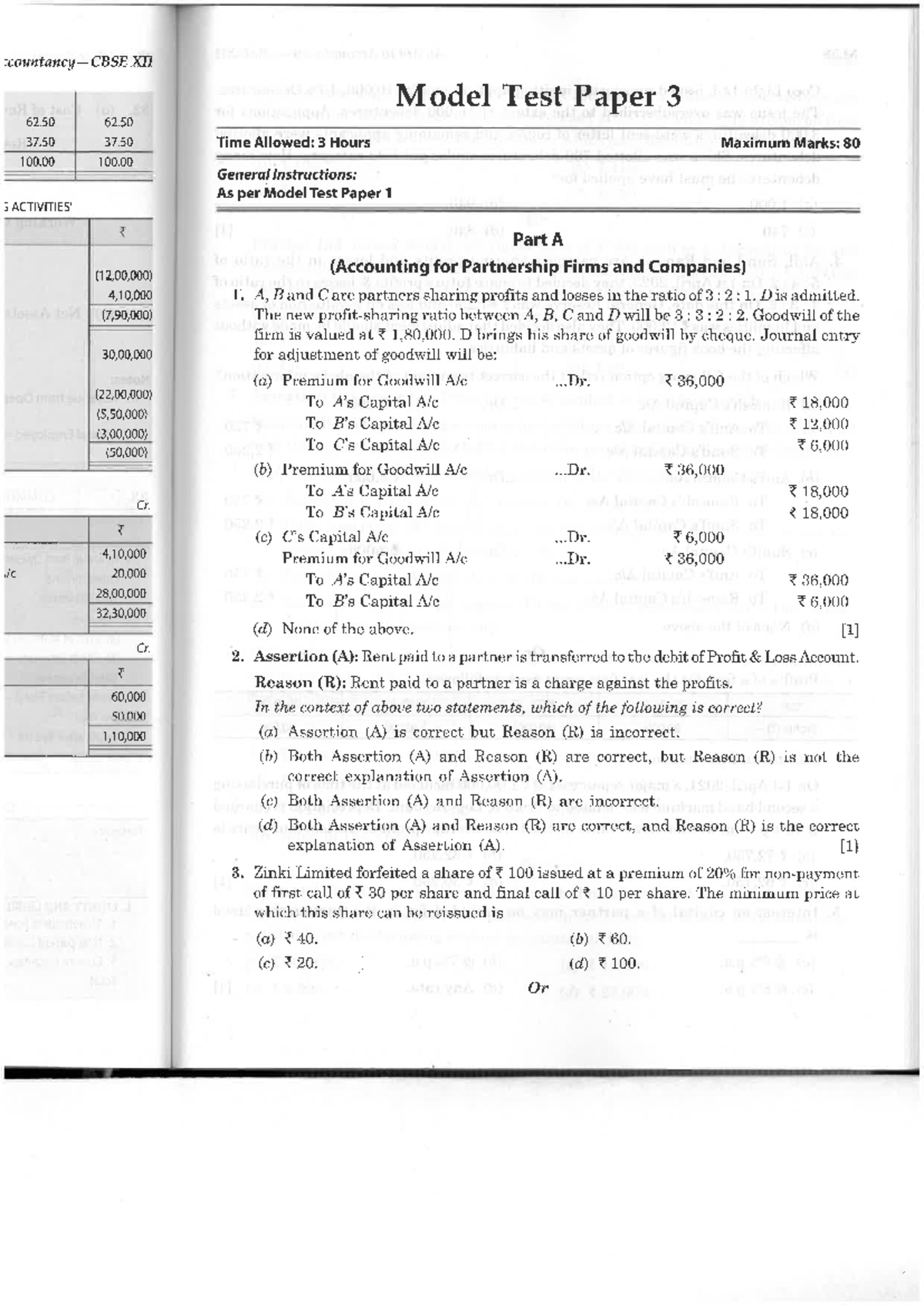 XII Model Test Paper 3: Accounting for Partnerships and Companies - Studocu