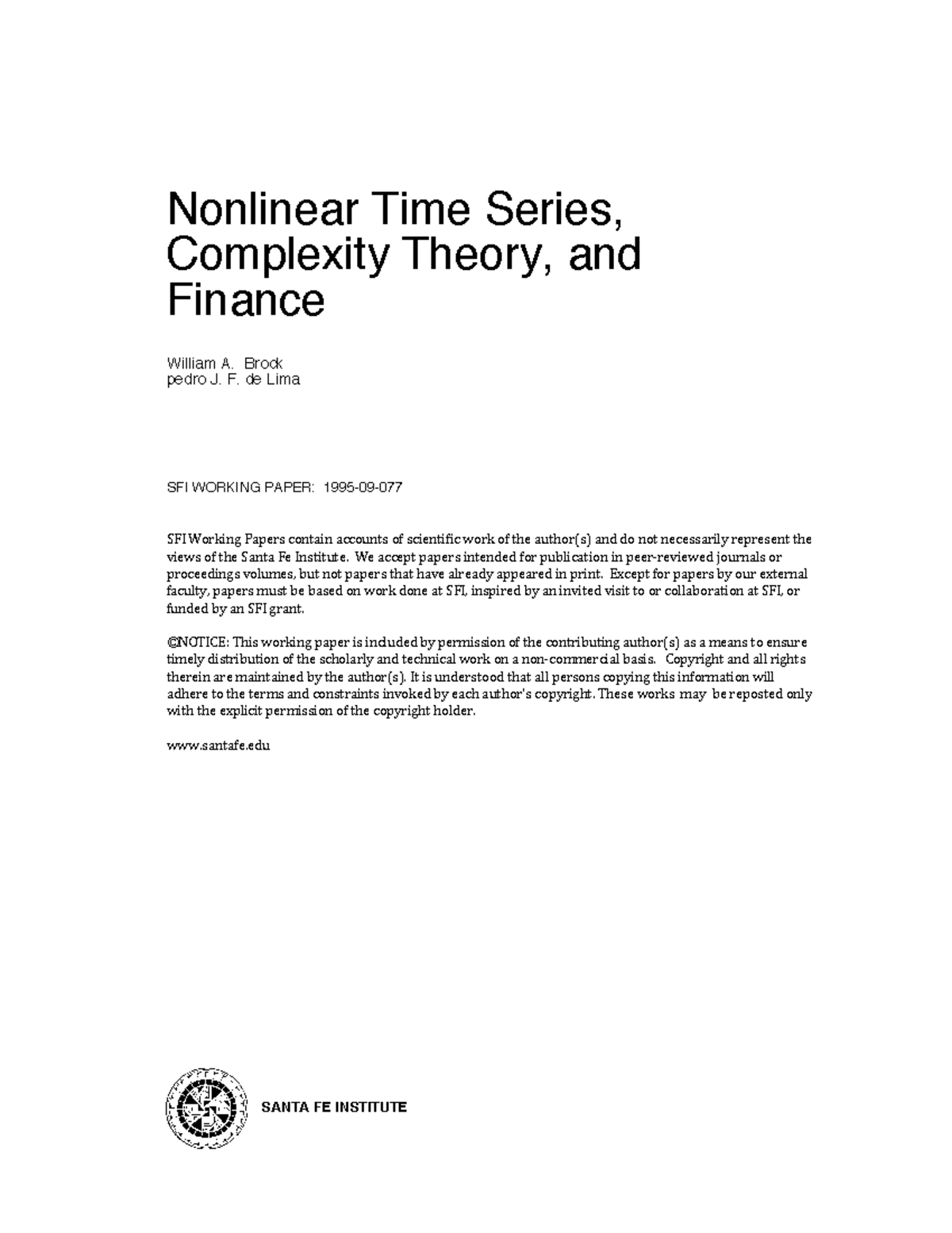 Complexity Theory and Finance: Insights from Nonlinear Time Series ...