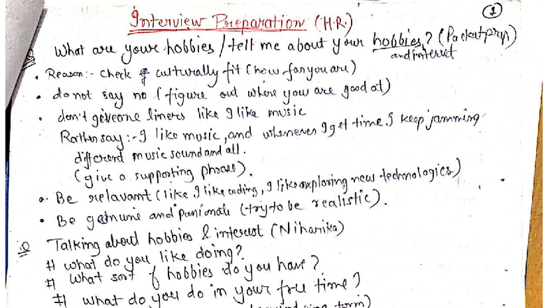 HR Interview Preparation Notes (H.R.) - Studocu