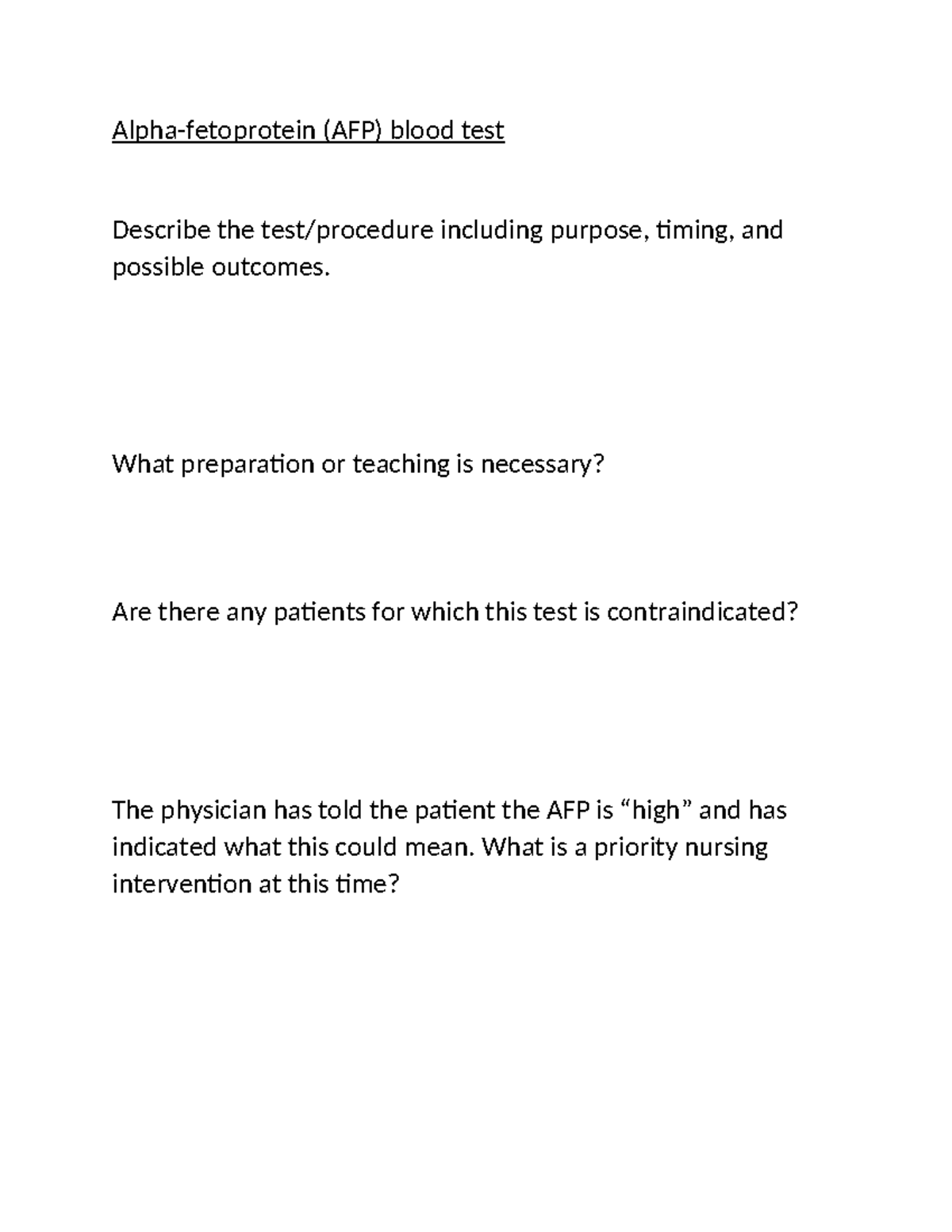 (AP) Fetal Assessment Activity: Tests, Purposes, and Nursing ...
