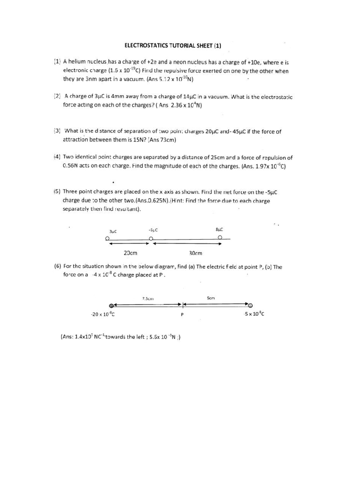 ELECTROSTATICS TUTORIAL SHEET: Charge Interactions & Forces - Studocu