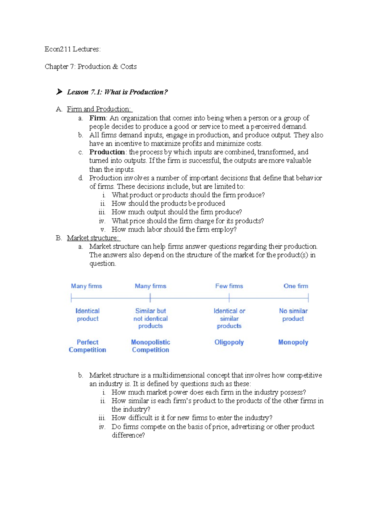 Econ211 Chapter 7: Production and Costs Overview Lecture Notes - Studocu