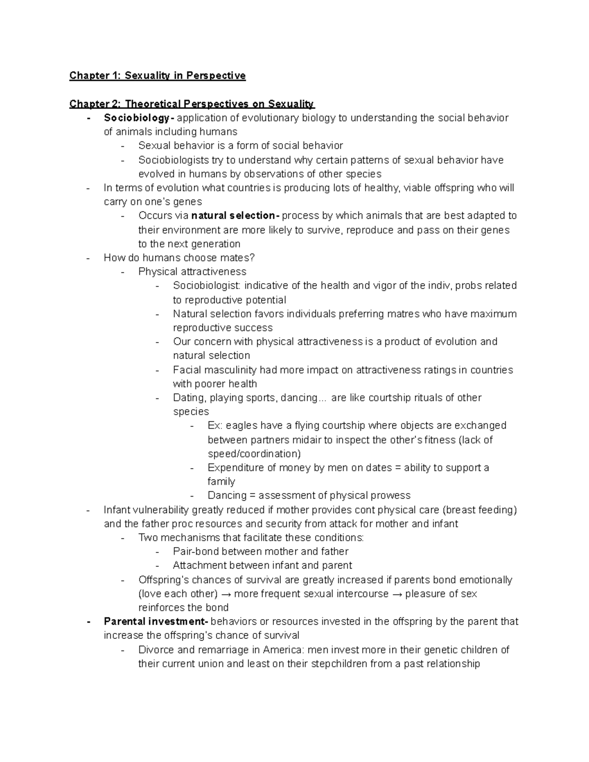 Psych 453 Chapter Notes: Sexuality Theories & Anatomy Insights - Studocu