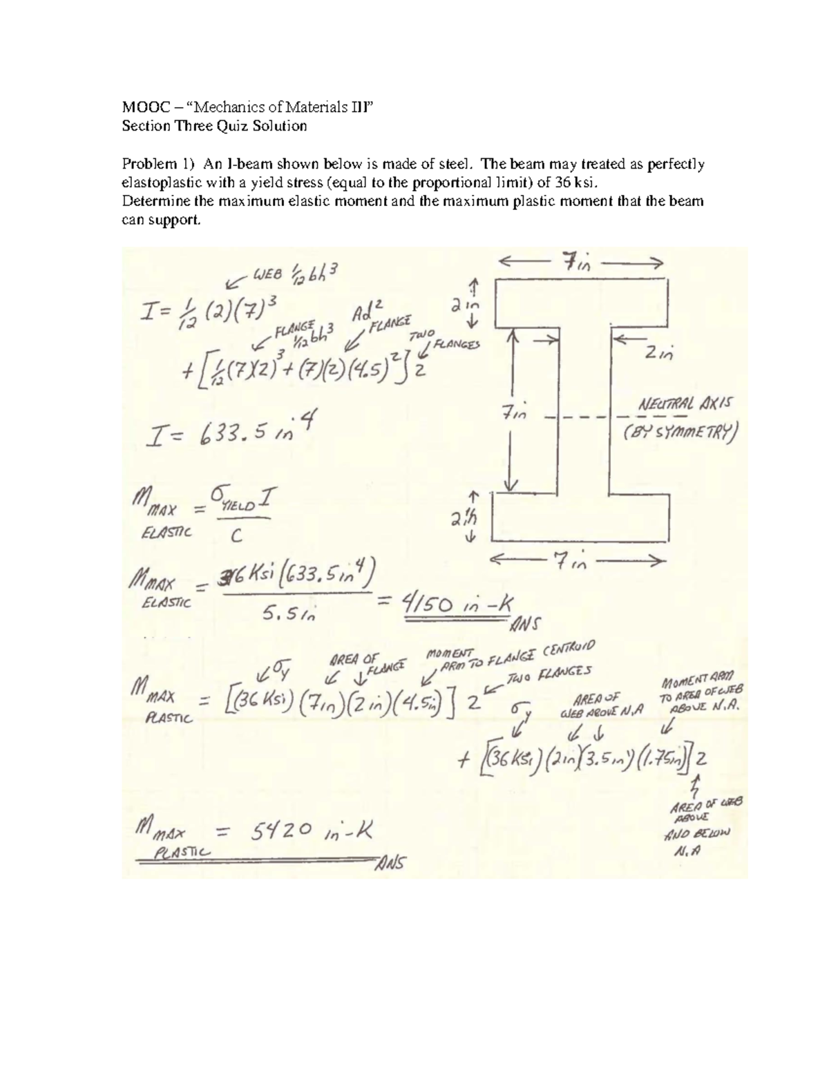 Quiz - Mechanics of Materials III Section 3 Solutions - Studocu