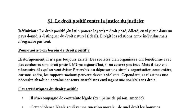Philosophie - Cours Complet sur le Droit Positif et la Justice - Studocu