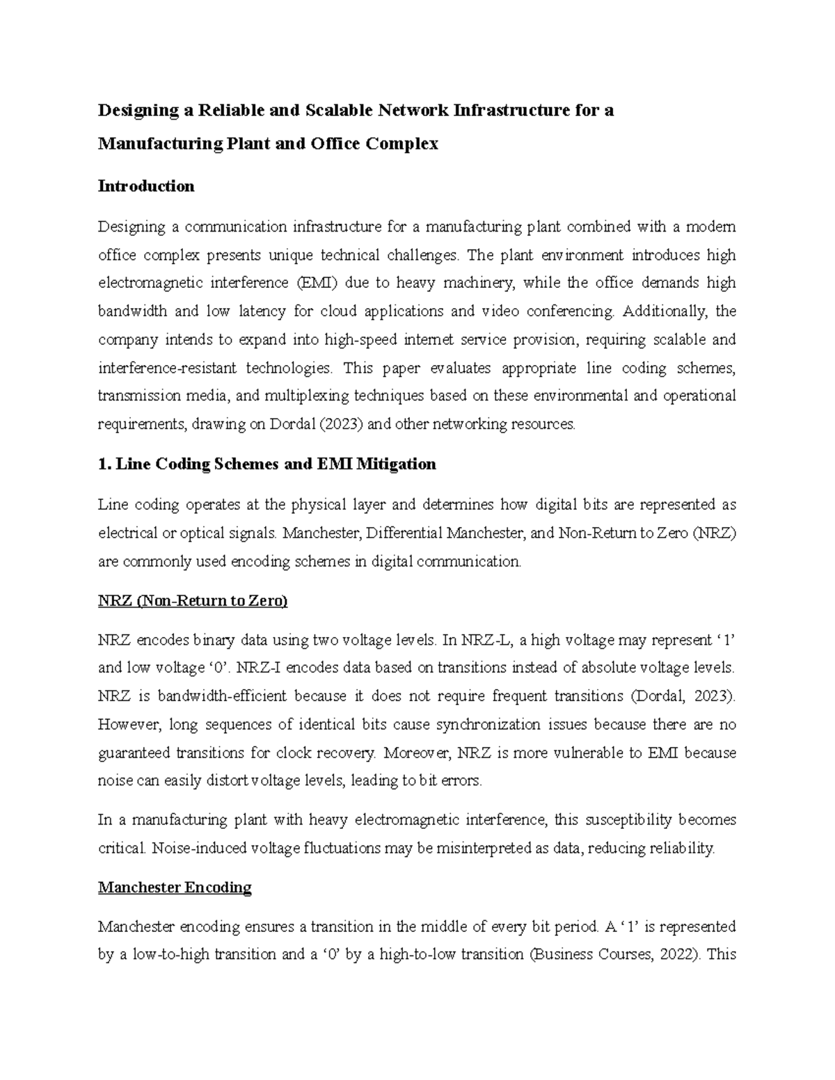 Designing a Reliable Network Infrastructure for Manufacturing & Office ...