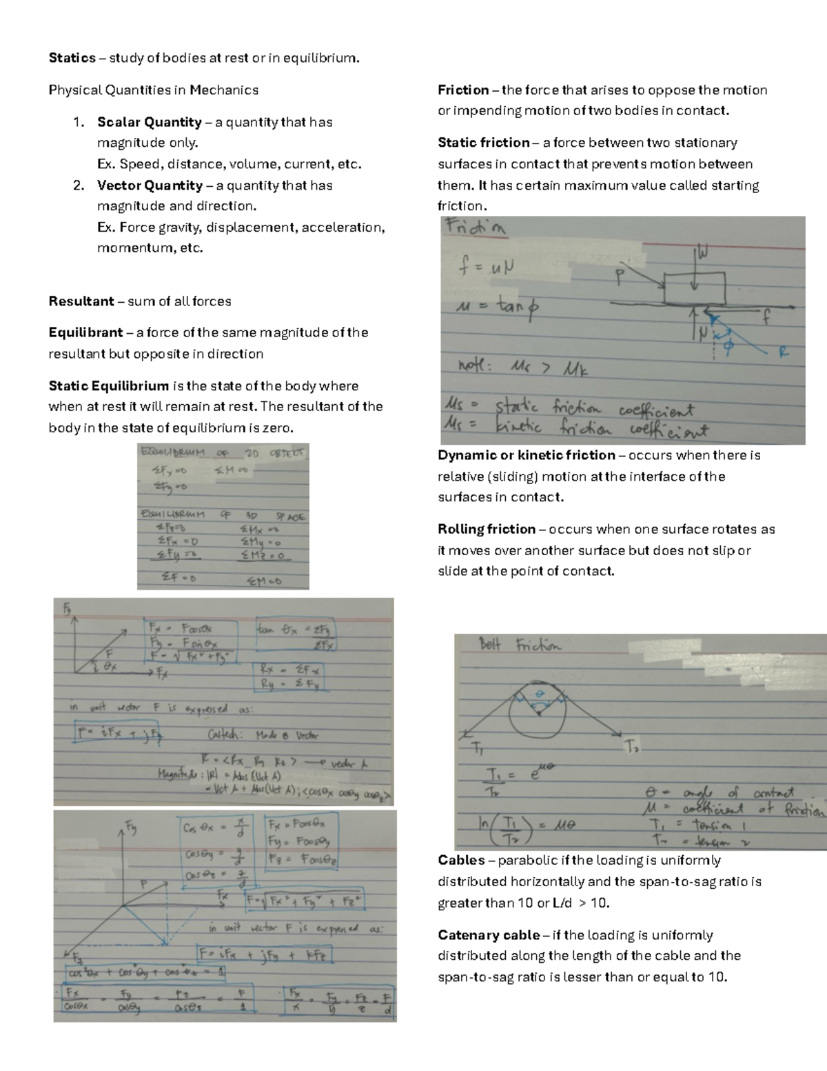 Statics Study of Bodies in Equilibrium - Mechanics 1 Notes - Studocu
