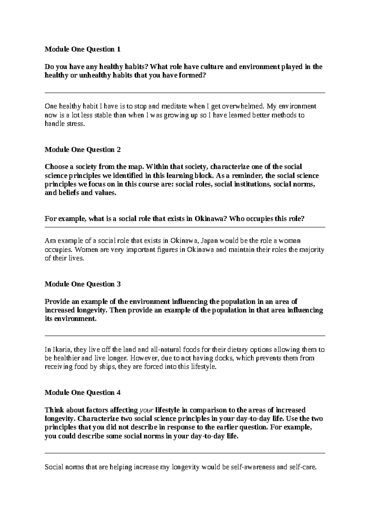 SCS 200 Applied Social Sciences - Do you have any healthy habits? What ...