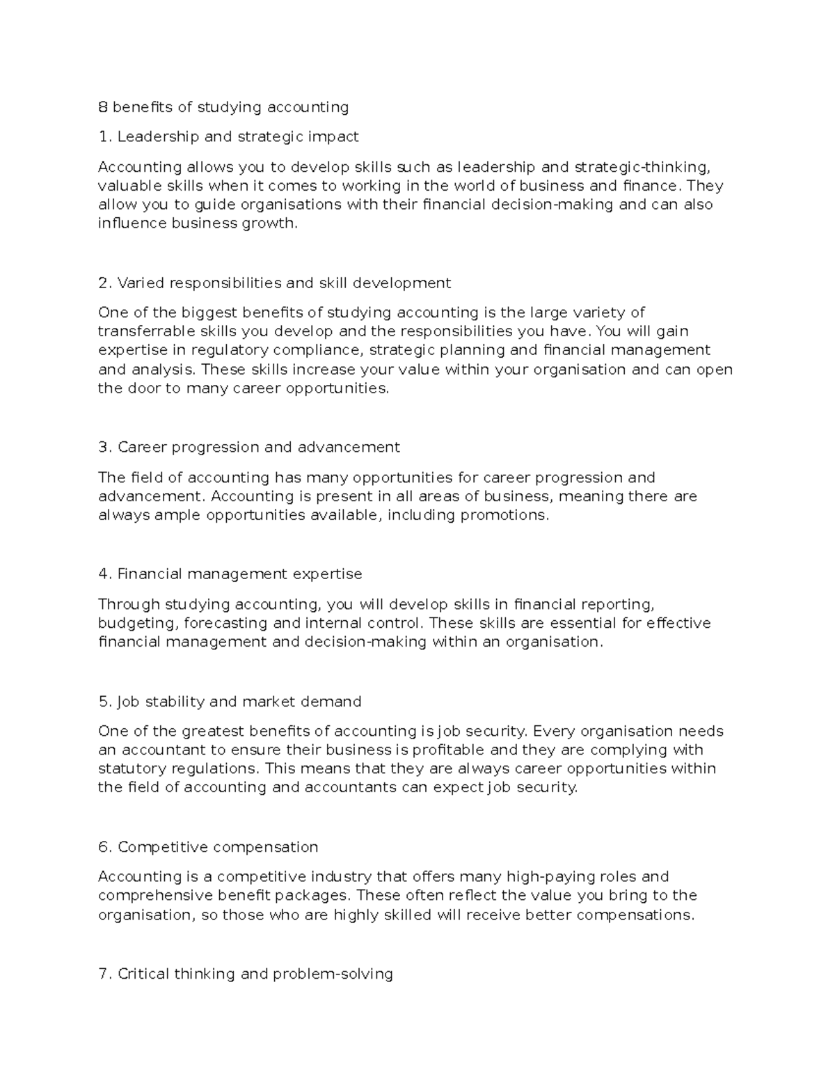 8 benefits of studying accounting - 8 benefits of studying accounting ...