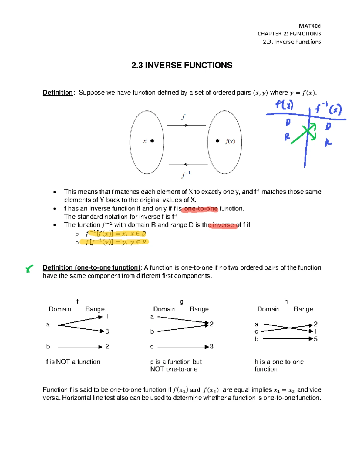 TUITION CHAPTER 2: FUNCTIONS MAT406 - Exercises and Solutions - Studocu