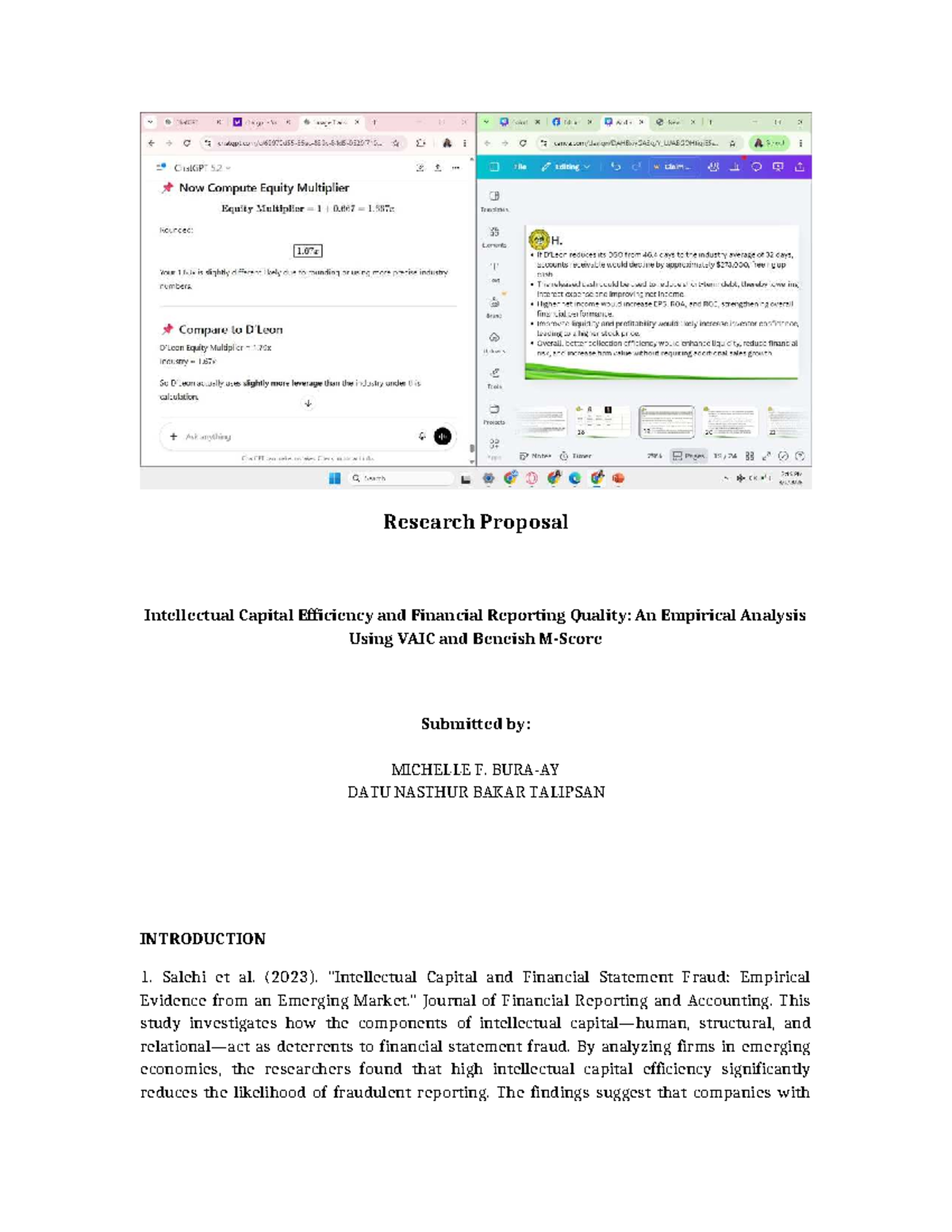 Research Proposal: IC Efficiency & Financial Reporting Quality (MIC 101 ...