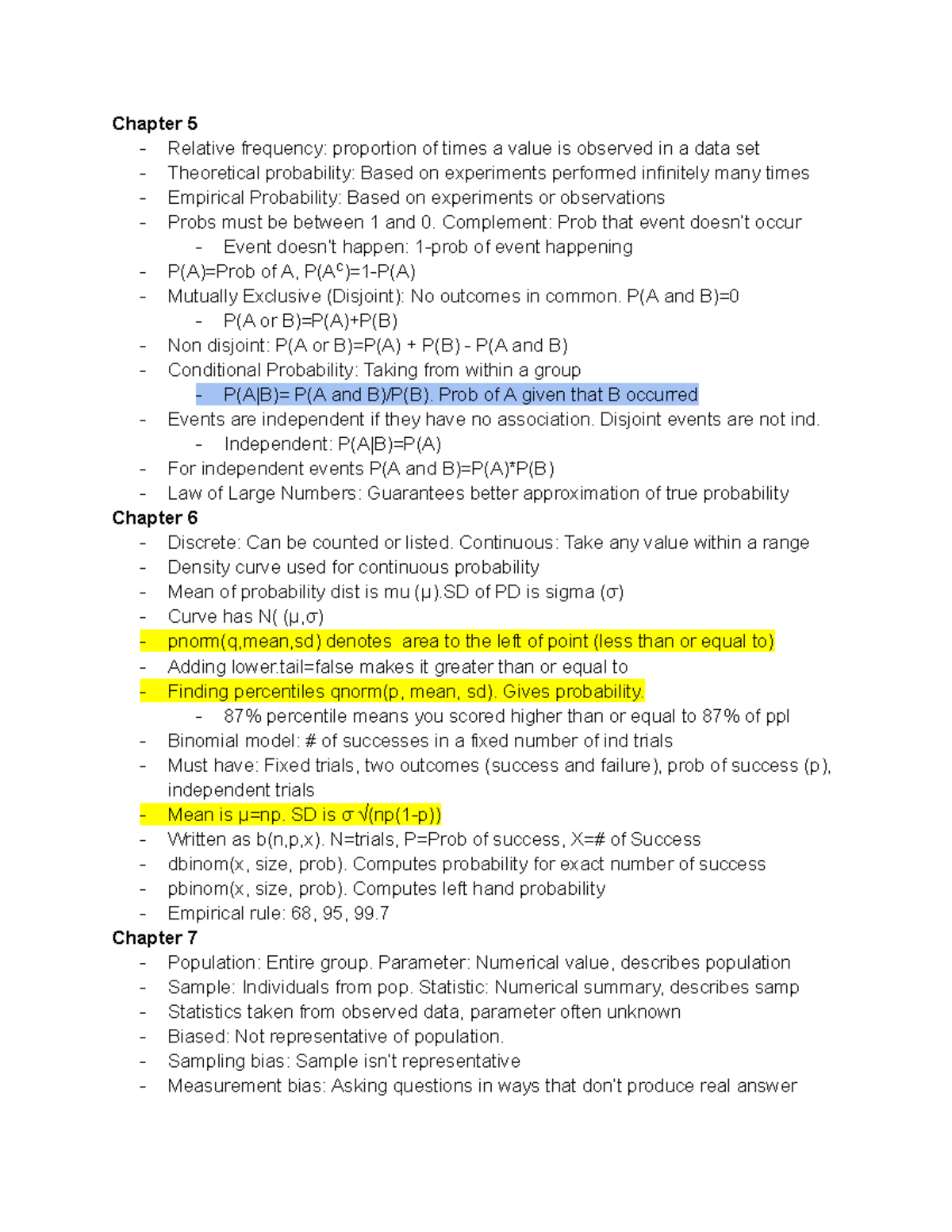 Stats 101 Final Exam Cheat Sheet: Probability & Hypothesis Testing ...