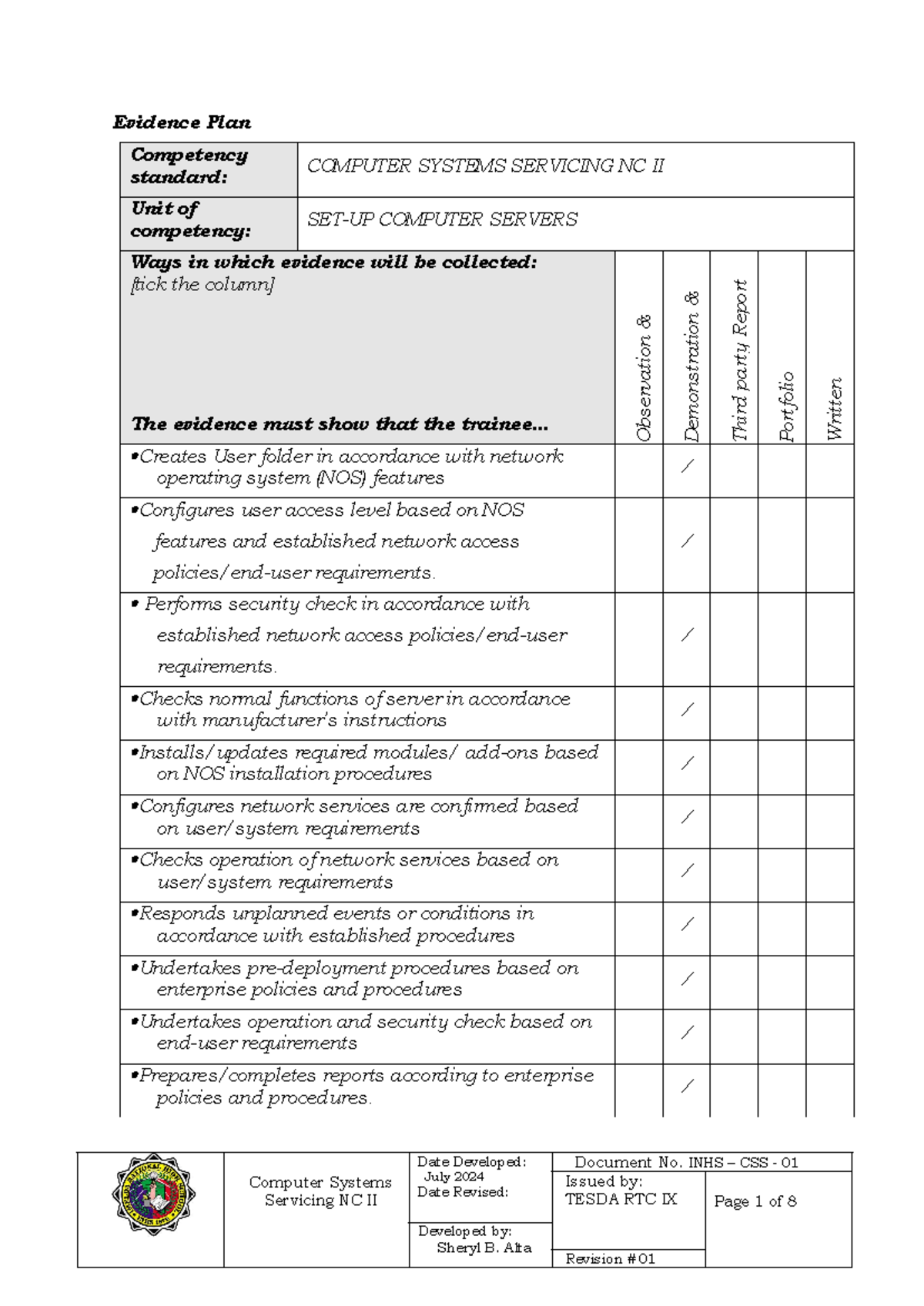 Institutional Assessment Tools for Computer Systems Servicing NC II ...