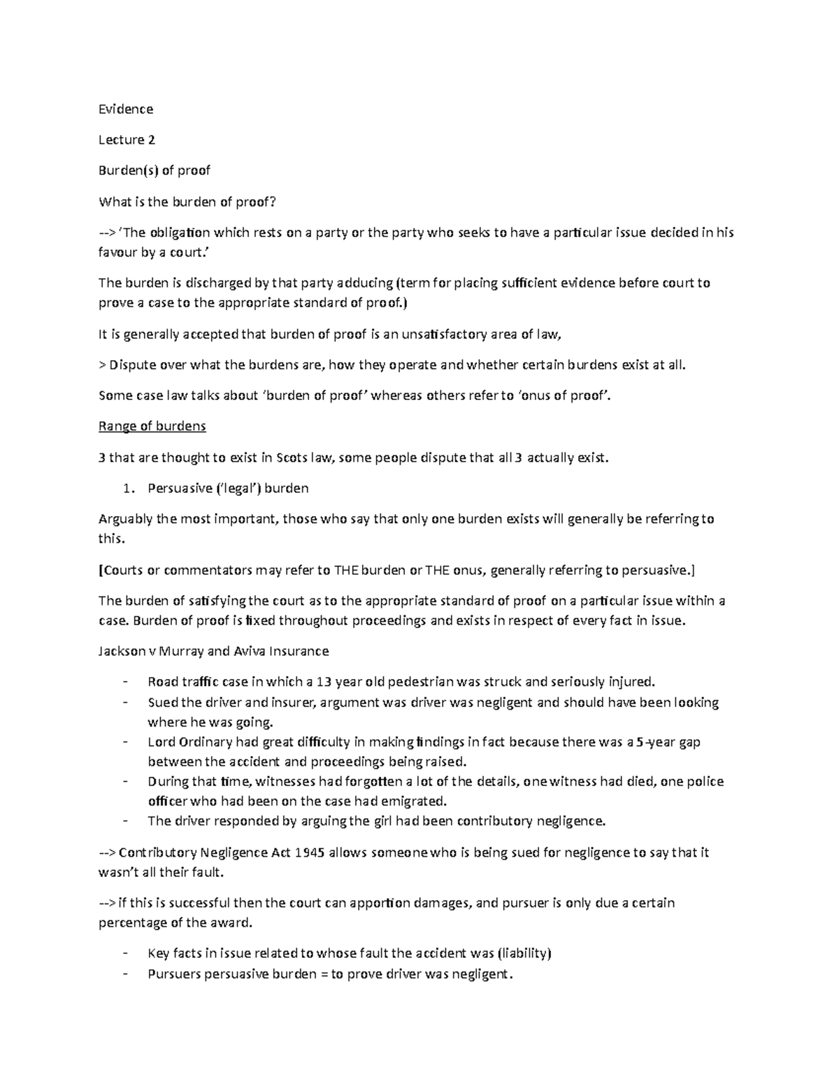Lecture 2 - Understanding Burdens of Proof in Law (Handout 3, Part 1 ...