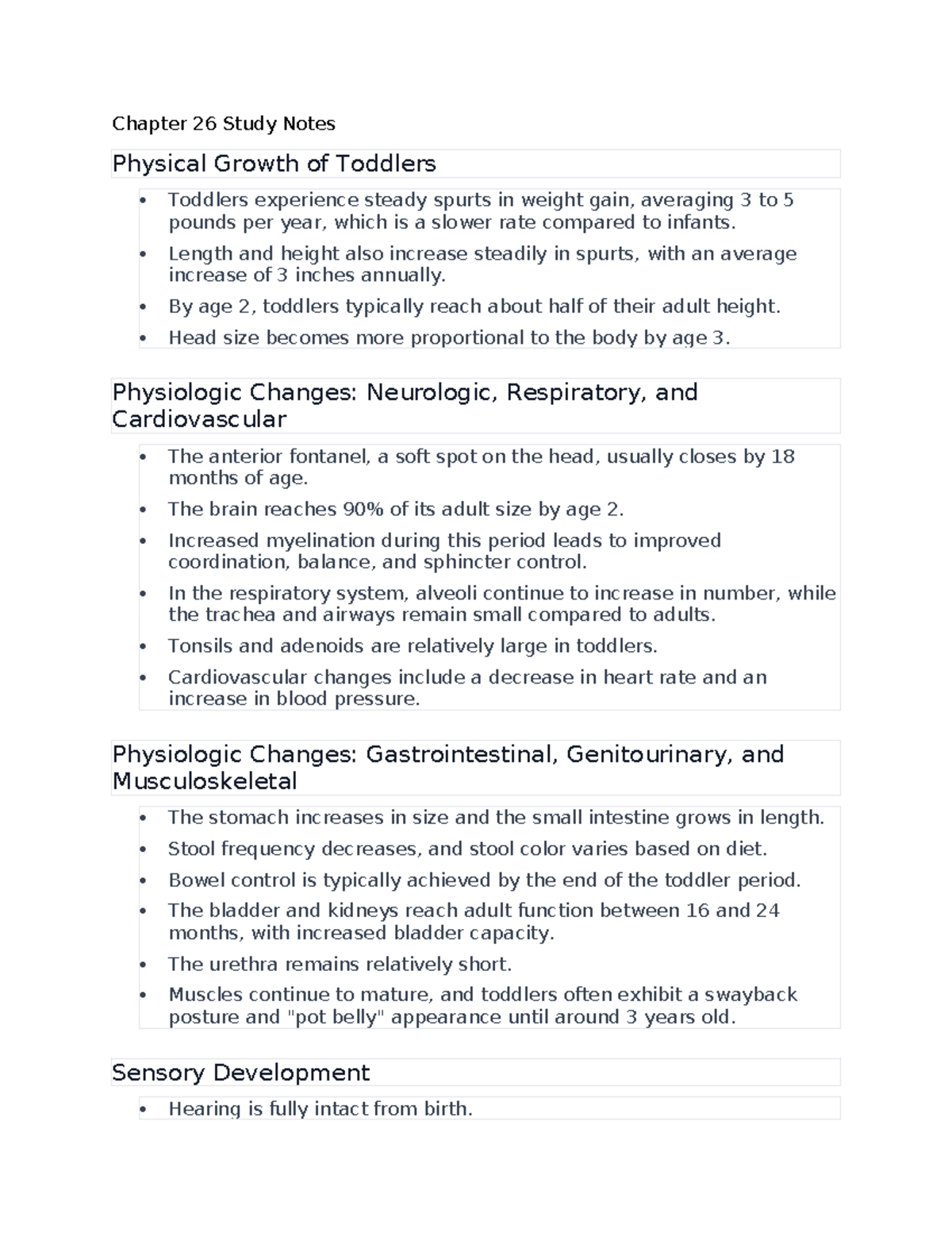 Chapter 26 Study Notes: Physical Growth and Development of Toddlers ...