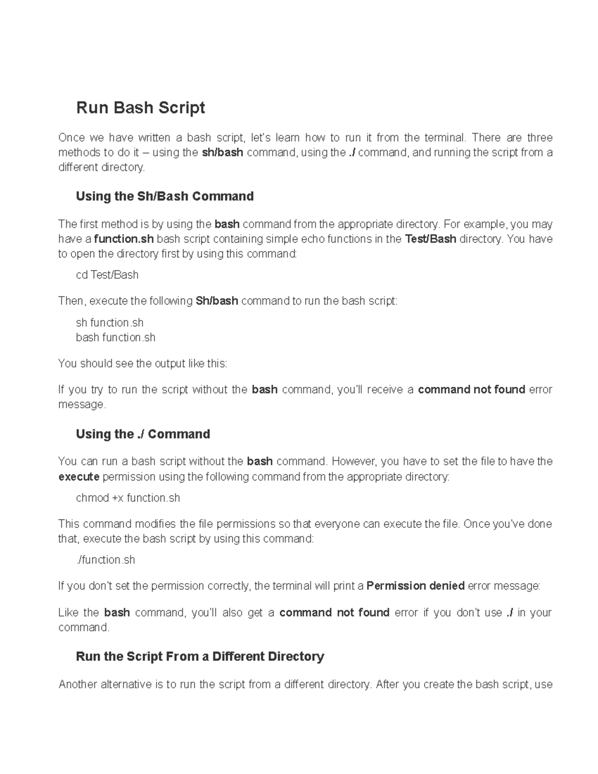 Unit4 - notes - Run Bash Script Once we have written a bash script, let ...