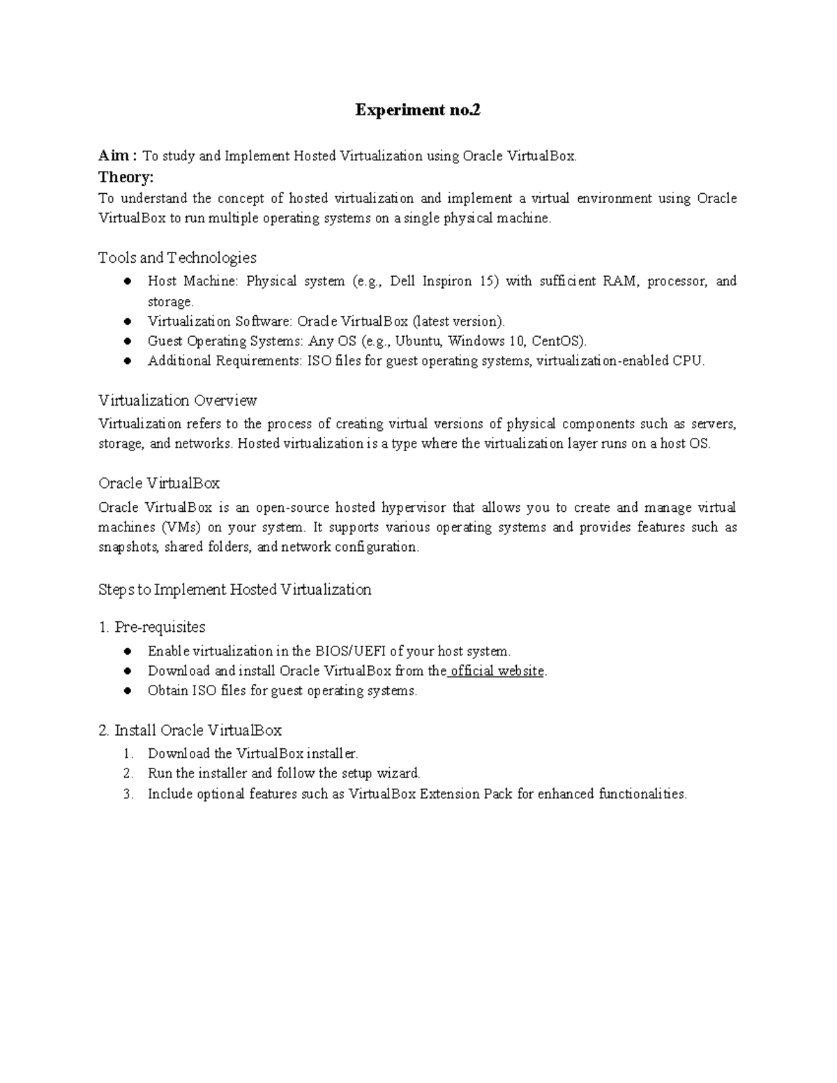 Cc exp 2 hk - Experiment no. Aim : To study and Implement Hosted ...