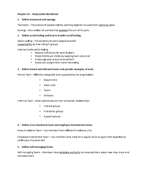 MGMT CH 3 Worksheet - Chapter 3 – Study Guide Worksheet Define ethics ...
