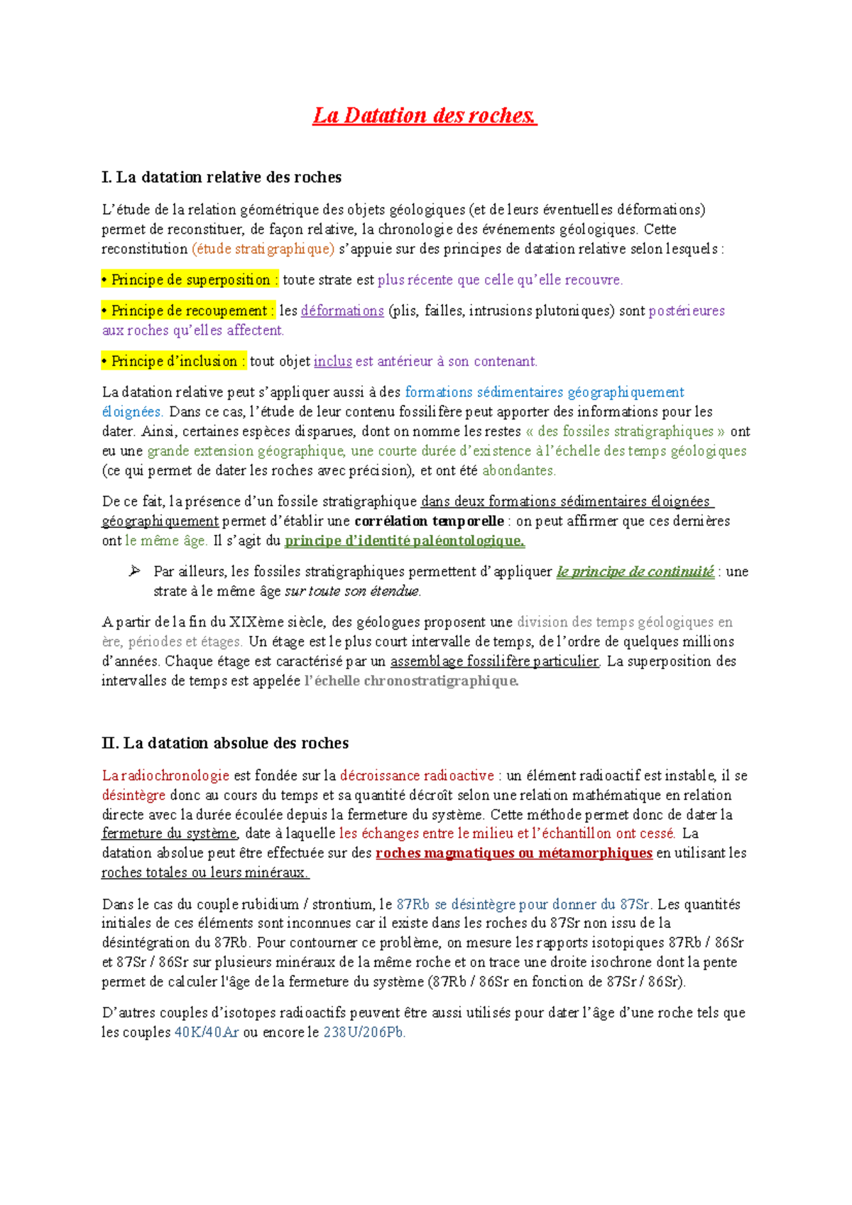 Datation des Roches : Méthodes Relative et Absolue Explorées - Studocu
