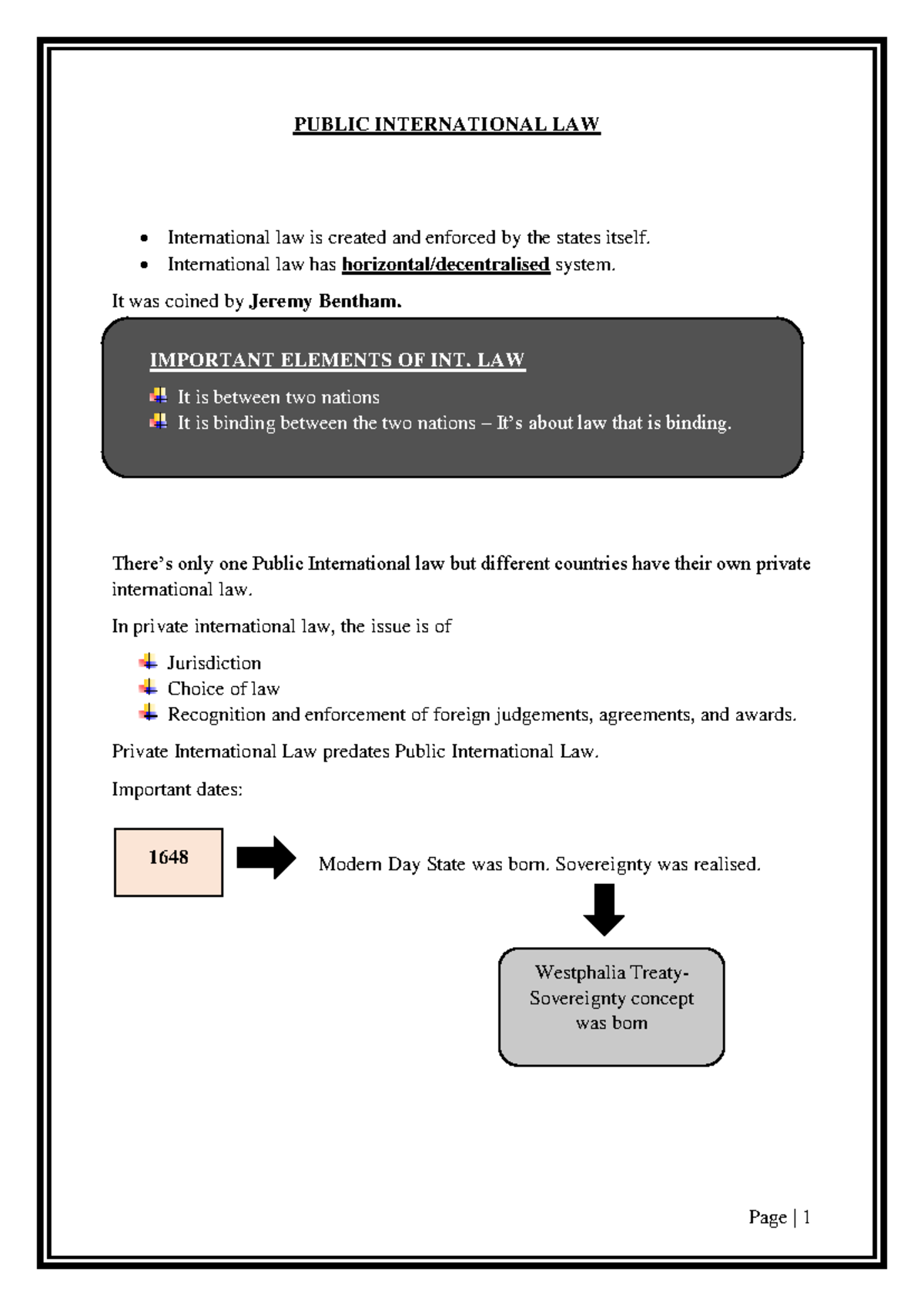 Public International Law (Notes) - Key Concepts & Historical ...