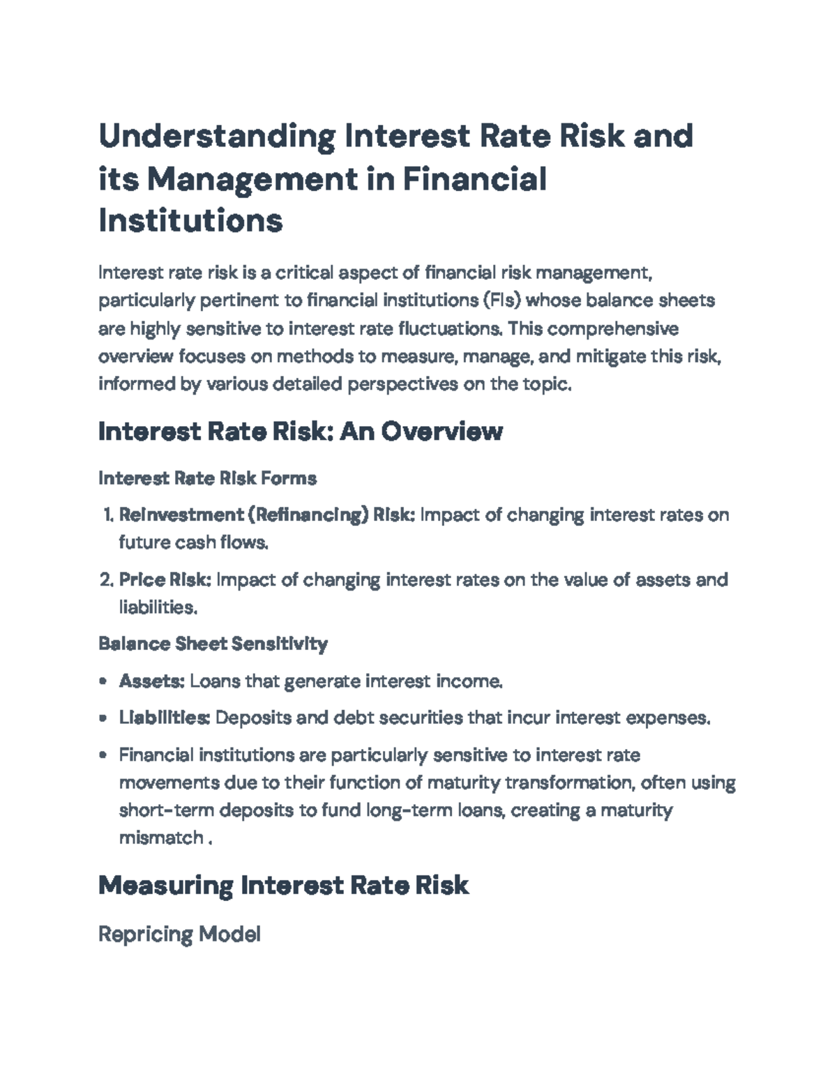 Managing Interest Rate Risk: Strategies for Financial Institutions ...