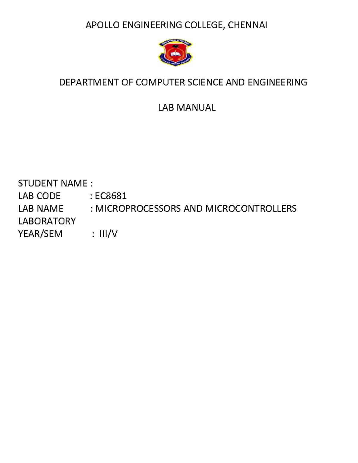 MPMC LAB Display Chart - Microprocessor and Microcontroller ...