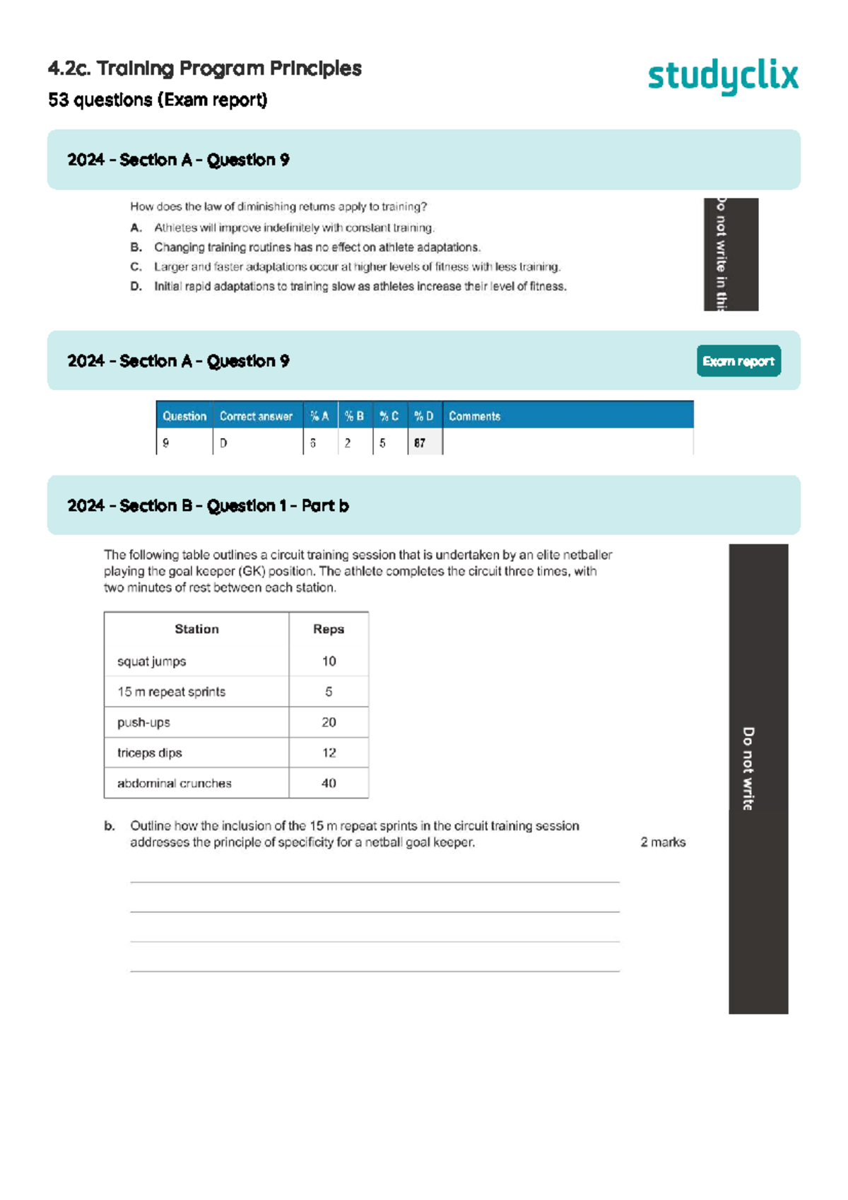 4.2c. Training Program Principles Exam Report Questions Analysis - Studocu