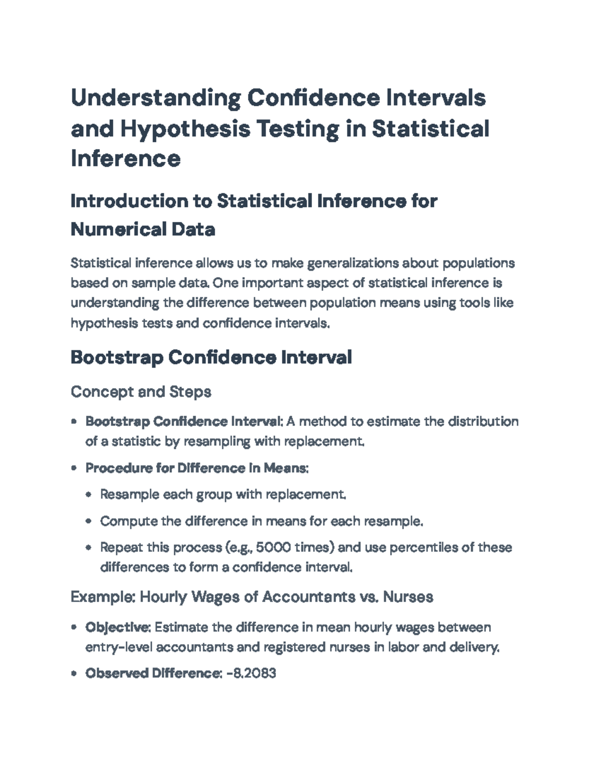 Understanding Confidence Intervals & Hypothesis Testing (STAT101) - Studocu