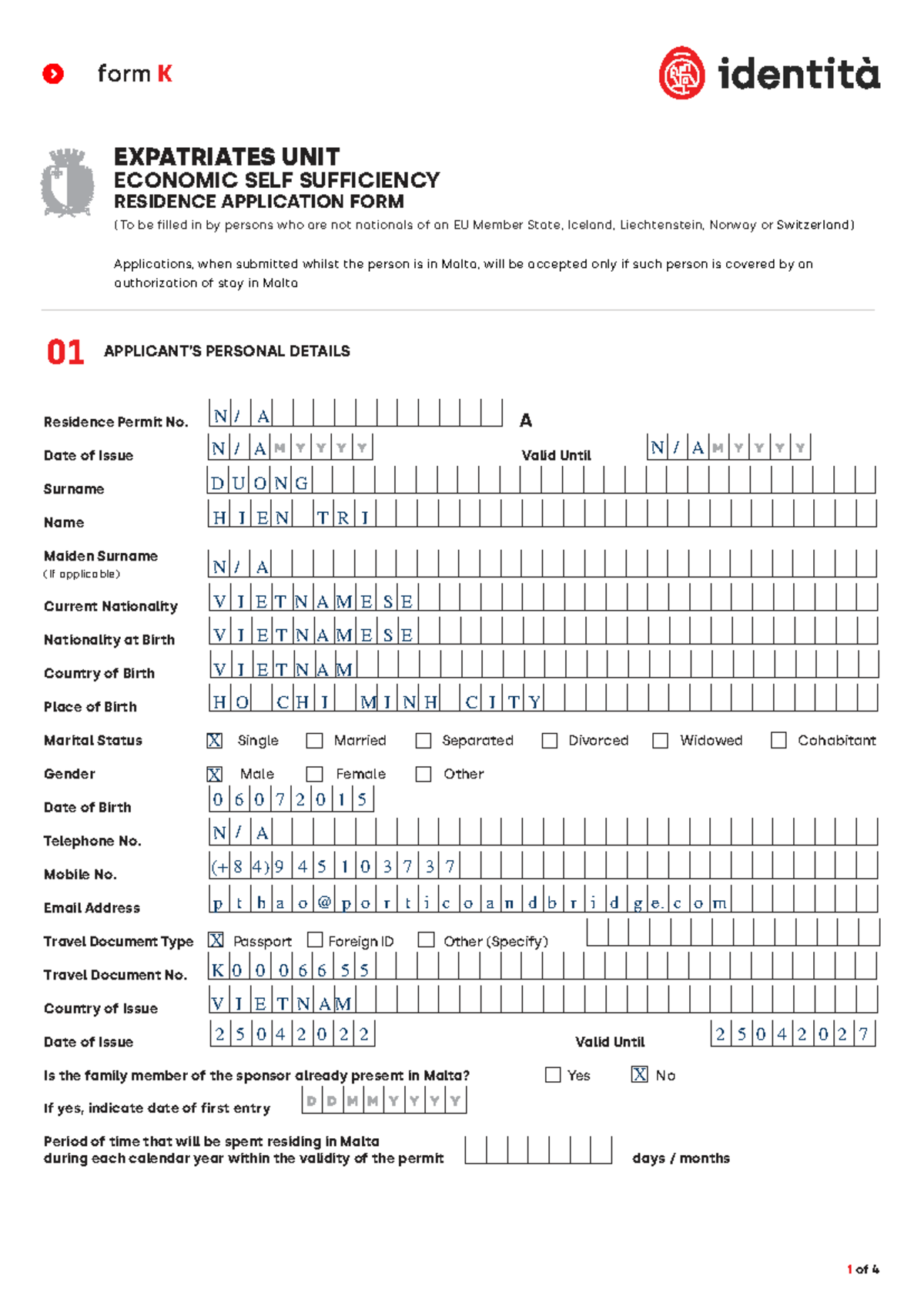 Form K - Expatriates Unit Economic Self-Sufficiency Application - Studocu