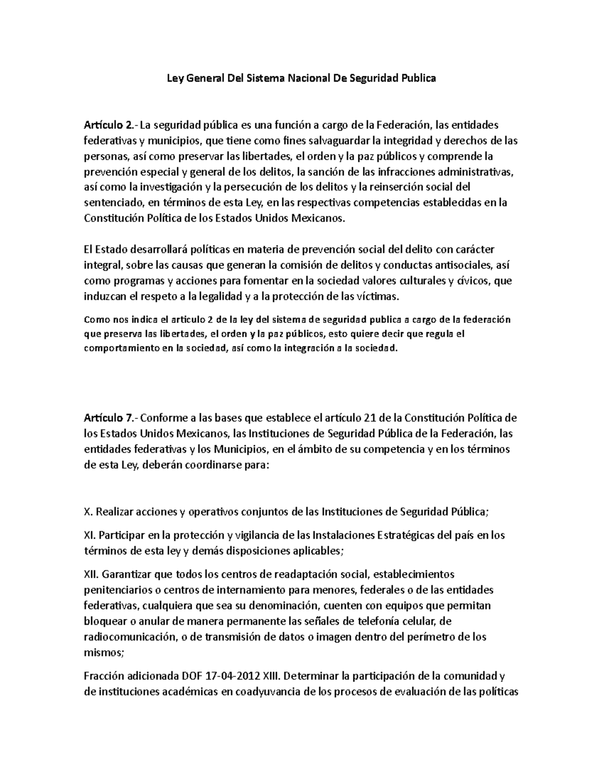 Ley General Del Sistema Nacional De Seguridad Publica - La seguridad ...