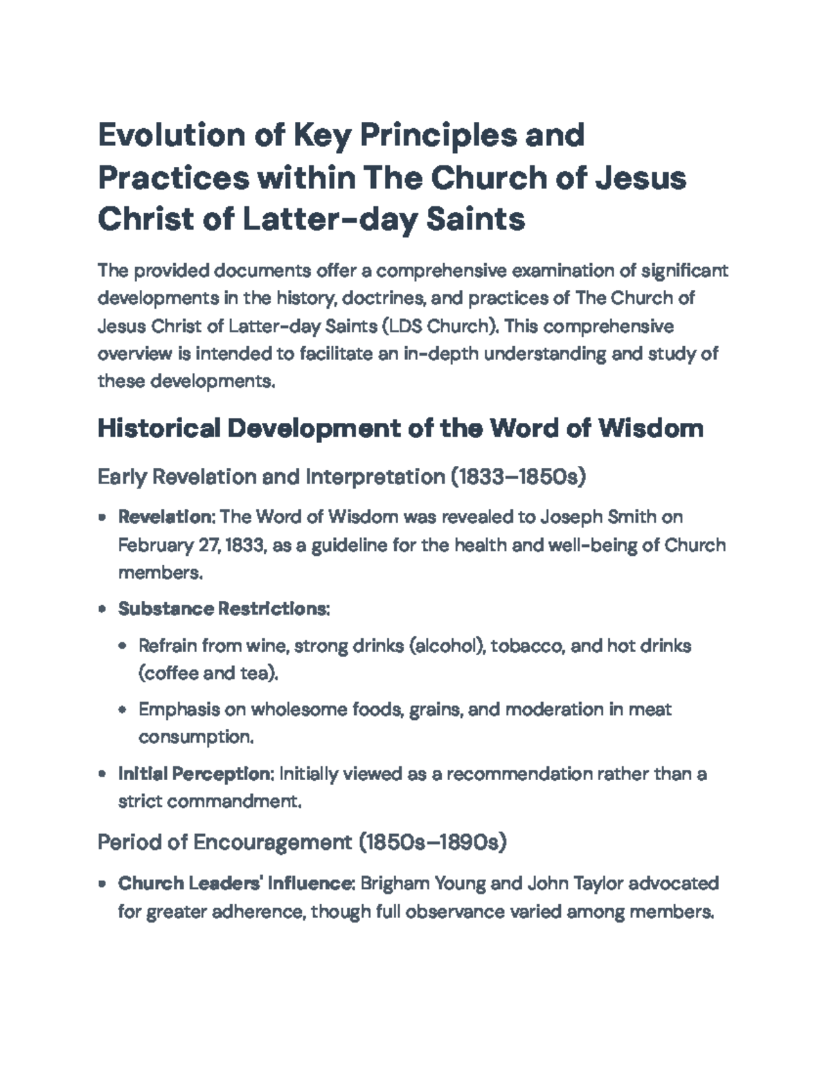 Comprehensive Overview of LDS Church Principles and Practices ...