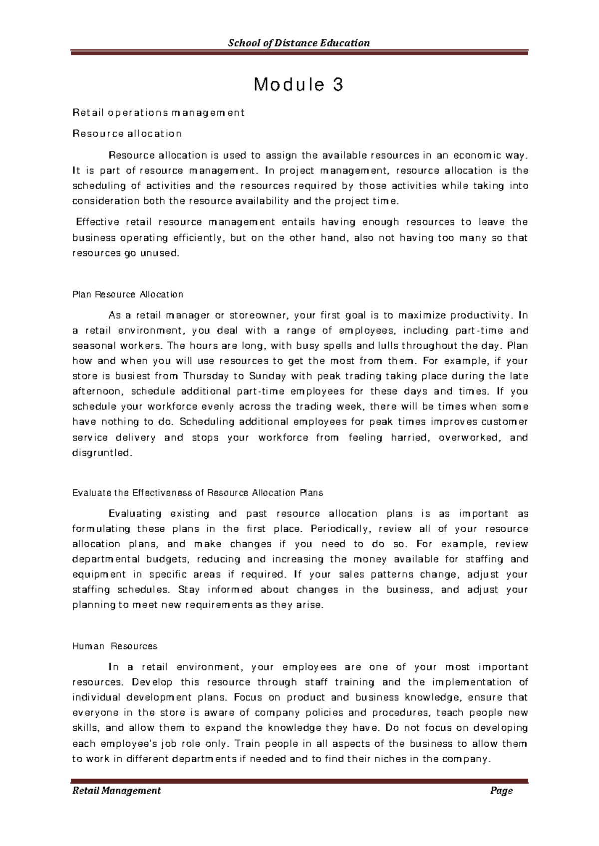 Retail Management Module 3: Effective Resource Allocation Strategies ...