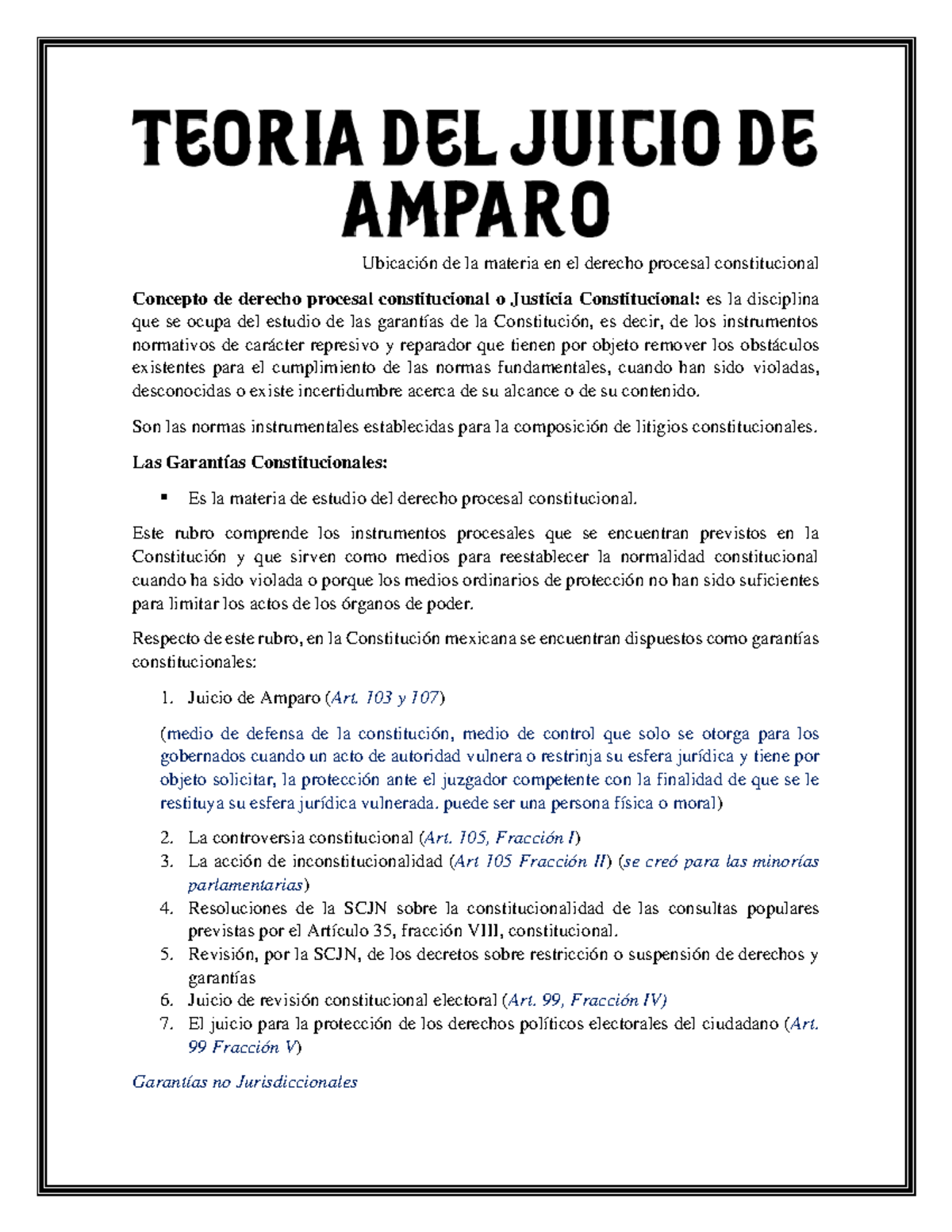 4. Teoría del Juicio de Amparo - Ubicación de la materia en el derecho ...