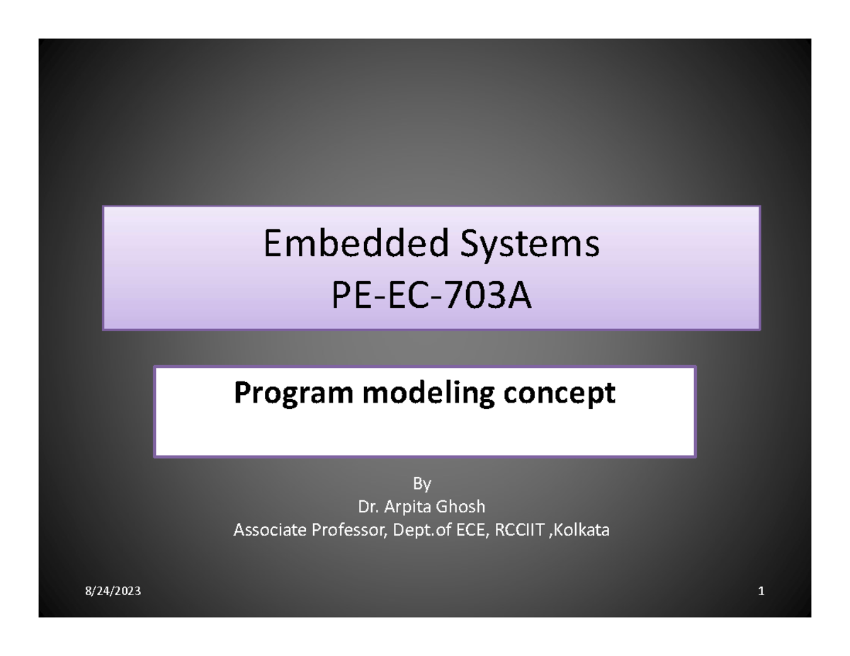 PE-EC-703A: Embedded Systems Program Modeling Concepts and UML - Studocu
