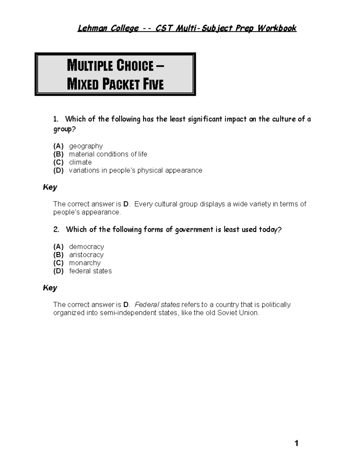 2-Mixed Subjects MCPractice 5-OK - MULTIPLE CHOICE – MIXED PACKET FIVE ...