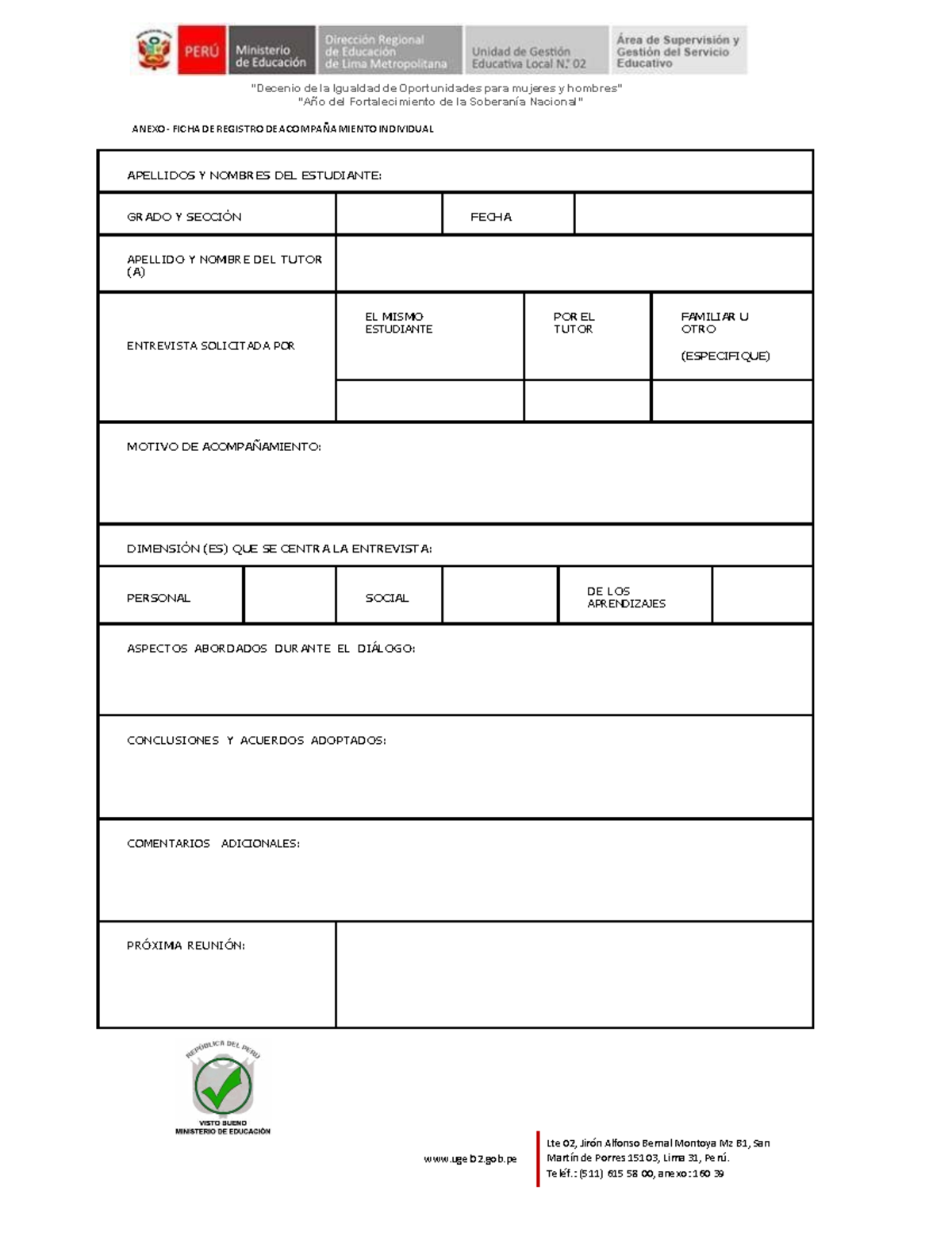 “FICHA DE REGISTRO DE ACOMPAÑAMIENTO INDIVIDUAL - PLAN Tutorial” - Studocu